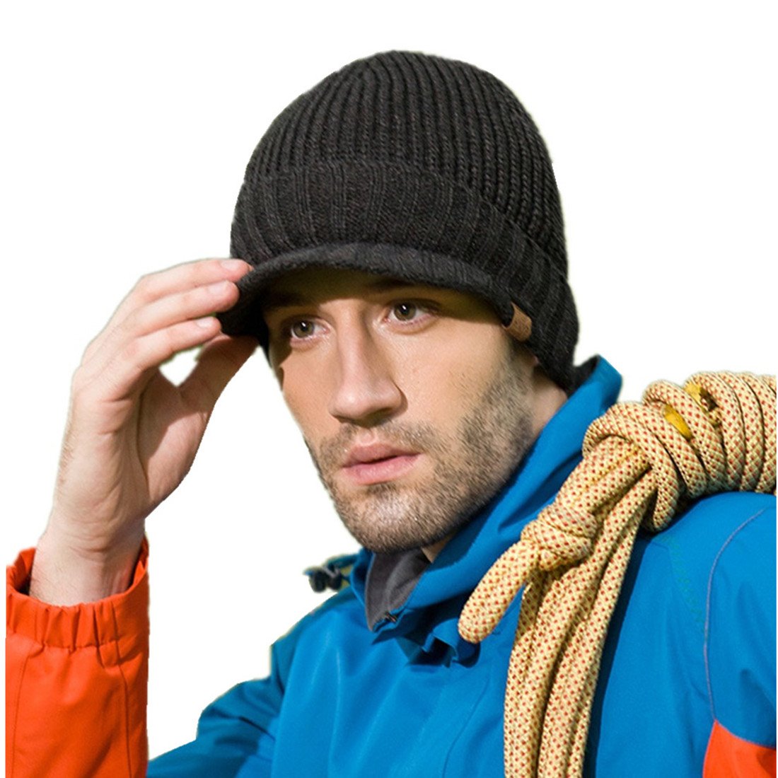 【送料無料】[Connectyle]ニットキャスケット メンズ アウトドア 冬 厚い つば付きニット帽 ニット 帽..