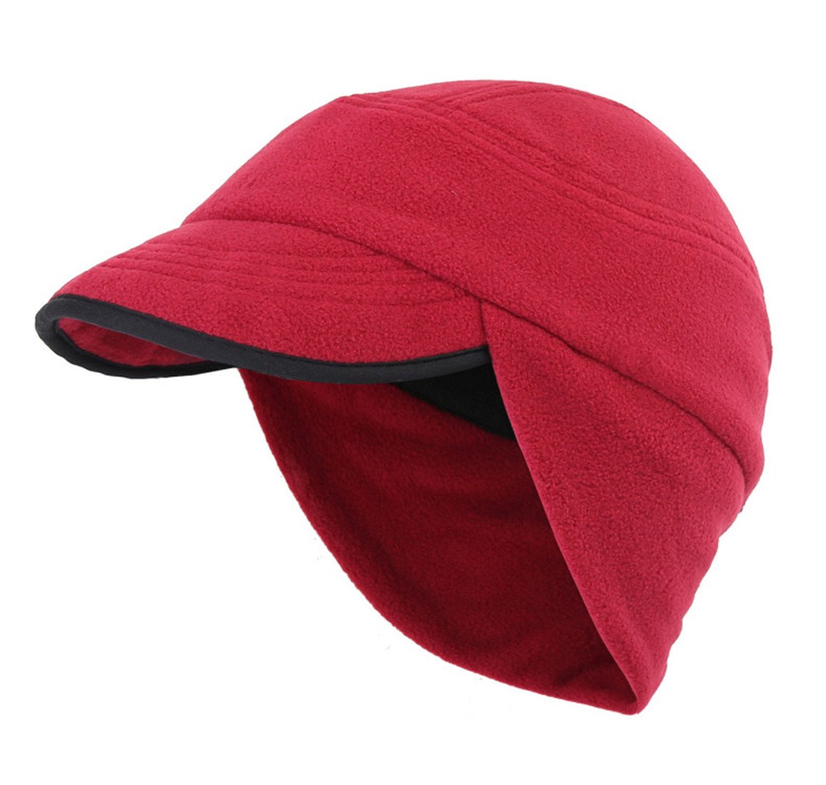 【送料無料】(コネクタイル) 耳あてつき キャップ メンズ 男女兼用 冬 防寒帽子 アウトドア 防風 フリース キャップ 色：レッド、サイズ：Free Size