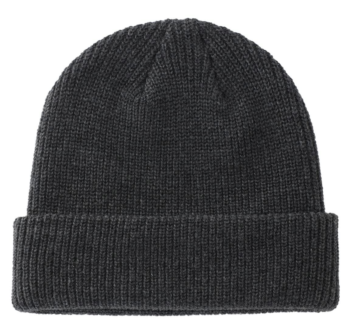 【送料無料】(コネクタイル) ユニセックス メンズ リブ ニット帽子 秋冬 ニットキャップ 折り返し 無地 ワッチキャップ 色：チャコールグレー