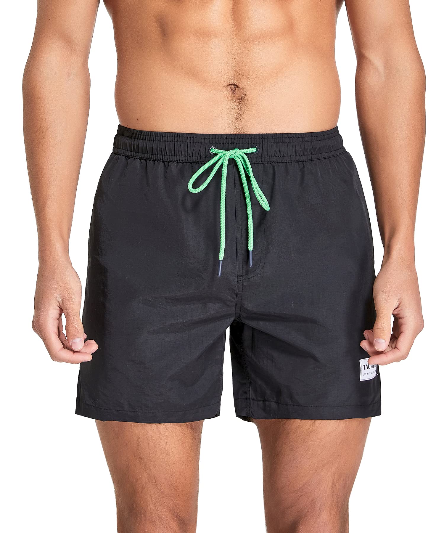 【送料無料】[Yotonna] ヨトンナ 海水パンツ 水着 サーフパンツ メンズ 海パン [水陸両用・吸水速乾] トランクス 短パン ボードショーツ ビーチパンツ スイムウェア 無地 おしゃれ メッシュインナー付き 大きいサイズ 色：ブラック、サイズ：XL