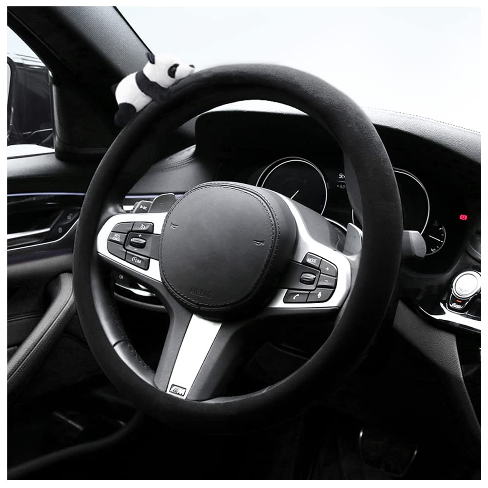 【送料無料】YUYAKESHI 車用 ハンドルカバー パンダ ふわふわ ぬいぐるみ付 かわいい 軽自動車 運転 車..