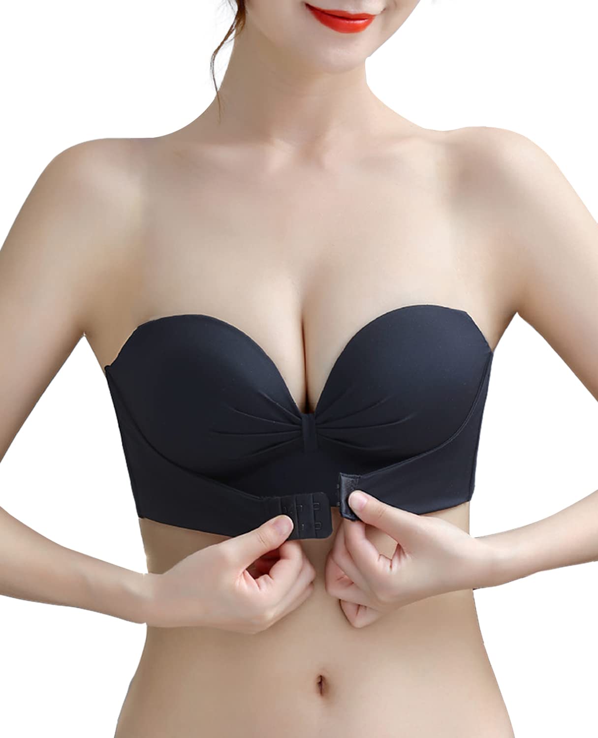 【送料無料】[Kayuuhin] チューブトップ ストラップレスブラ 紐なしブラ ダンスてもズレ落ちず三重滑り止め カップ付き 脇高 ノンワイヤー 背中見せ ブラ インナー 寄せブラ 盛れる 谷間見せないブラ 結婚式 オフショル レジャー 色：ブラック、サイズ：S