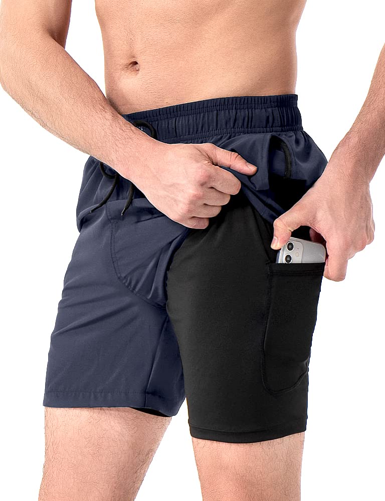 【送料無料】[Yotonna] 水着 メンズ サーフパンツ トランクス 海水パンツ 海パン [圧縮インナー付き・携帯用ポケット付き] 水陸両用 通気 速乾 スイムウェア 短パン ボードショーツ ビーチパンツ スポーツ トレーニング 海水浴 プール 色：グレー、サイズ：XL