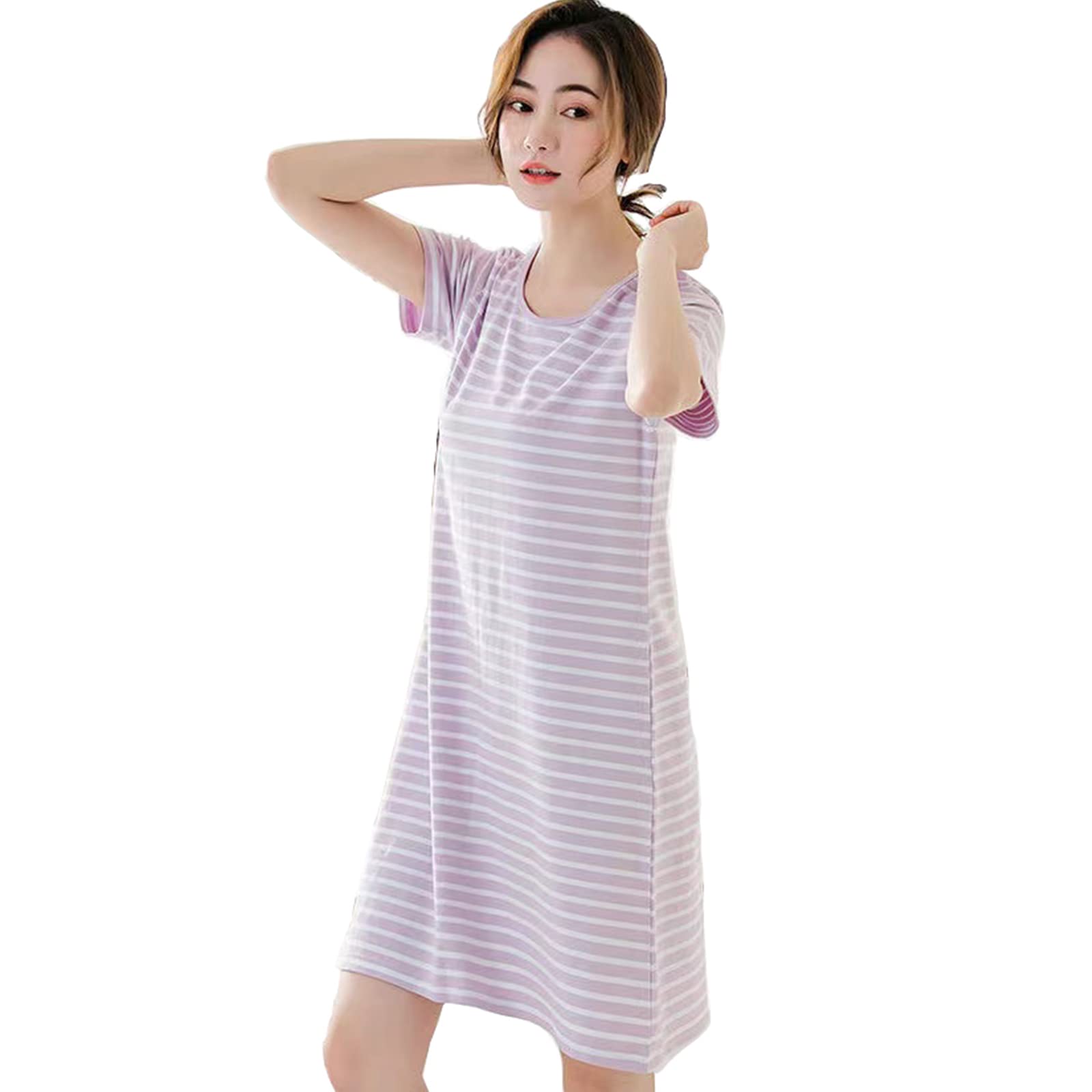 【送料無料】[zuevichn] ルームワンピース レディース ルームウェア Tシャツワンピ ゆったり 薄手 パジ..