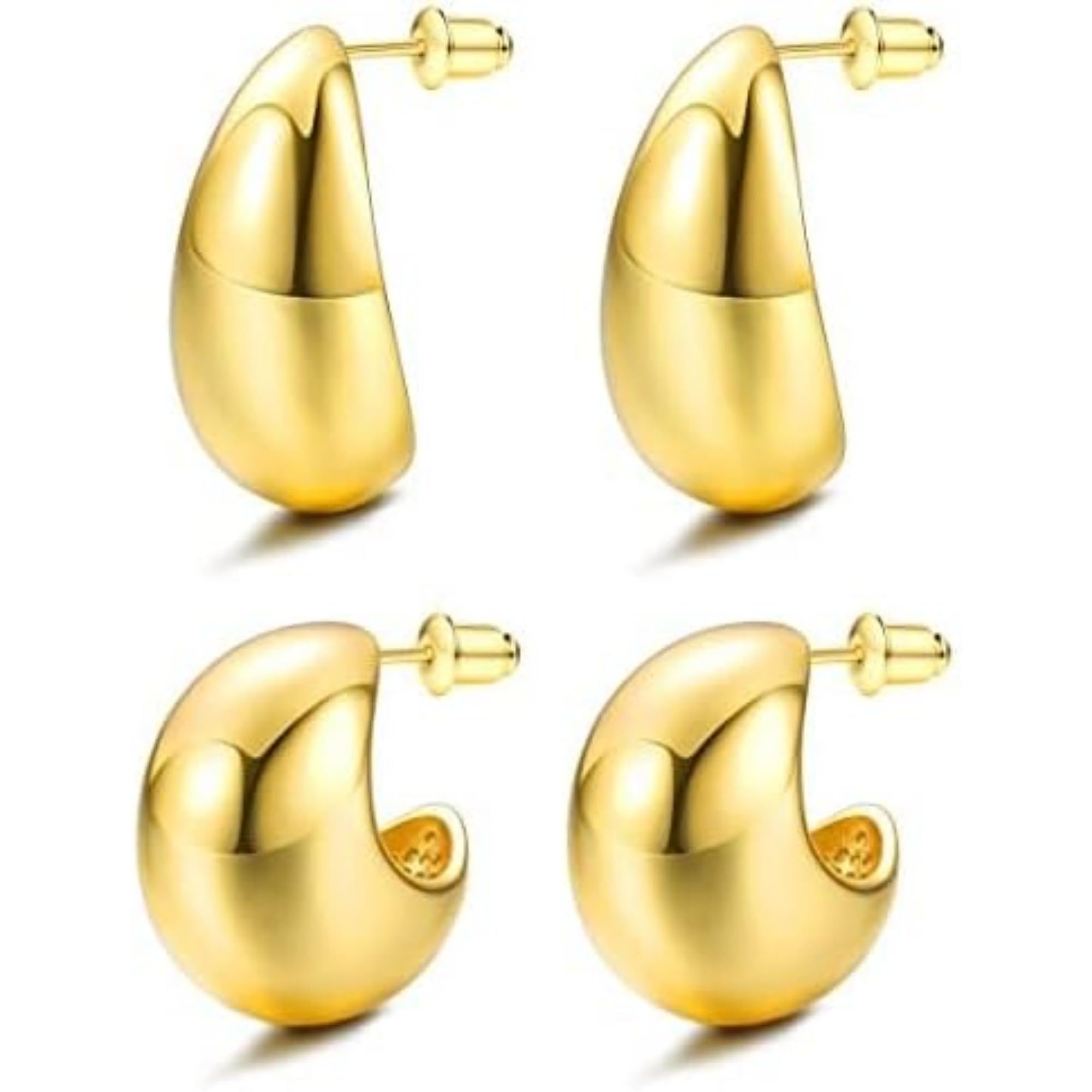 【送料無料】Jstyle ピアス レディース 人気 2ペア 18K ゴールド 厚い フープ ピアス 女性 ティアドロップ オープン フープ ピアス 低刺激性 ピ...