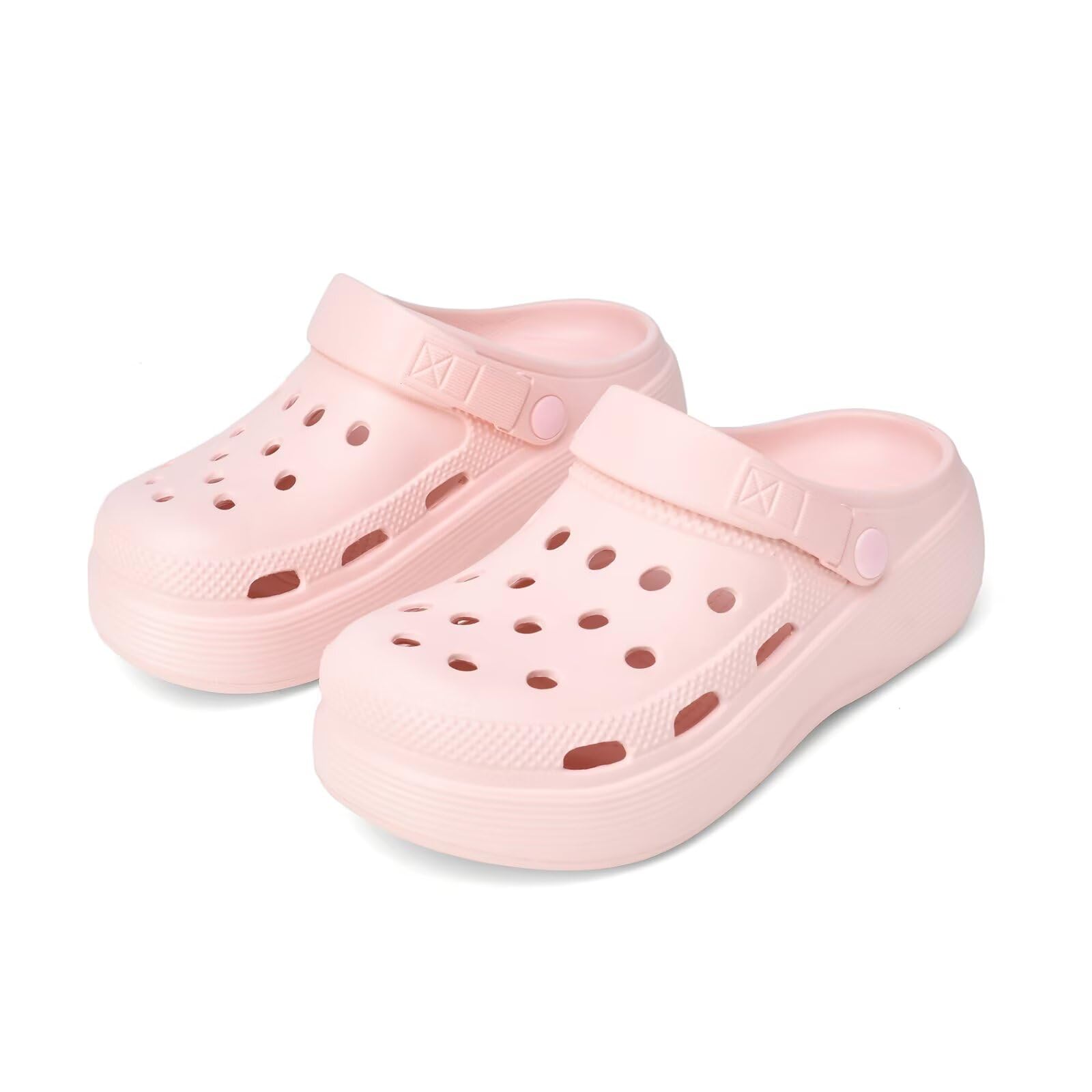 【送料無料】[kamafy] 厚底クロッグサンダル レディース、軽量 厚底サンダル、歩きやすい 滑らないサンダル 通気性 蒸れない かわいい 外履き 23.0〜25.0cm 色：ピンク、サイズ：23.5 cm