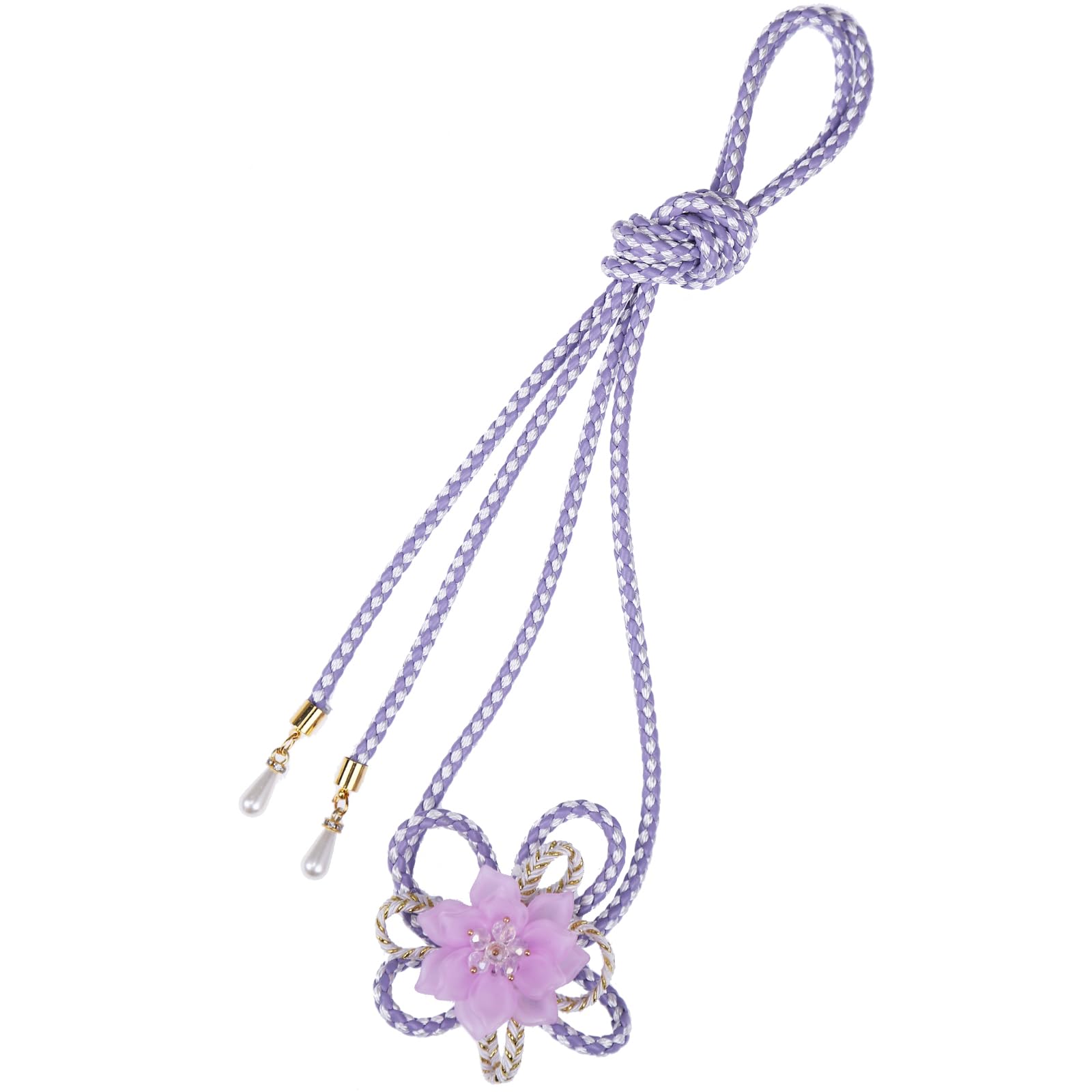 【送料無料】[TOuWA] 帯締め 帯飾り 飾り紐 レディース 着物小物 和装アクセサリー 浴衣 振袖 成人式 卒業式 フェイクパール 四葉 色：ペールパープル