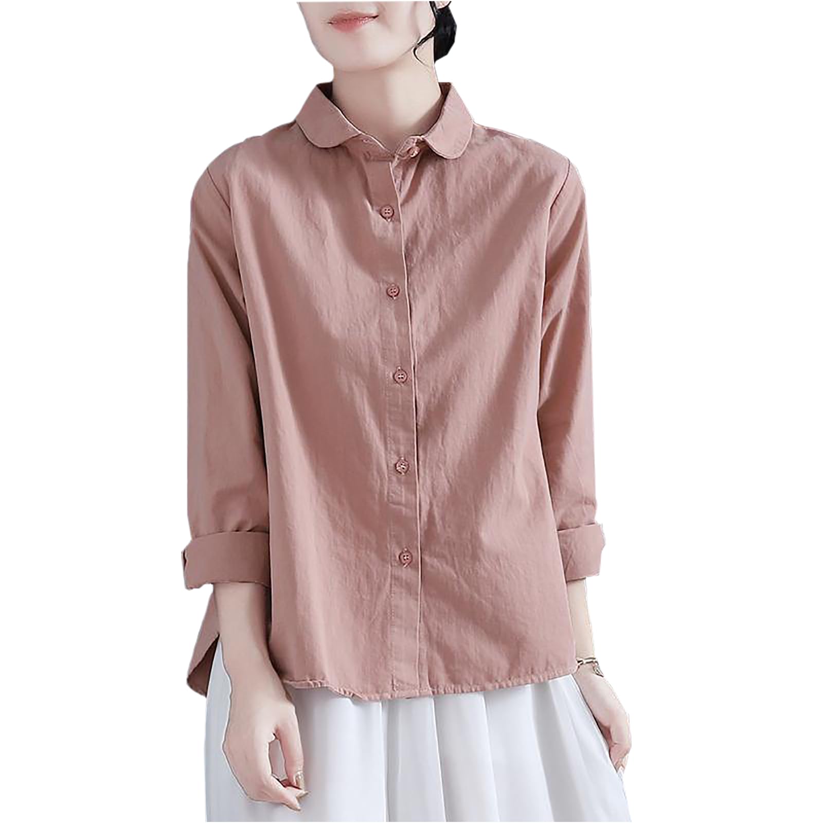 【送料無料】[zuevichn] ブラウス レディース リネン風 長袖 トップス 綿麻シャツ リネンシャツ カジュ..