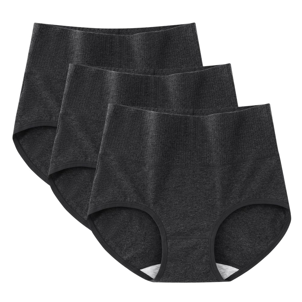 【送料無料】[TDIOSN] 下着 ショーツ レディース パンツ 綿 深履き お腹すっぽり 締め付けない 柔らか 吸汗 通気 美尻効果 婦人パンツ 色：3枚組(ダックグレー)、サイズ：LL