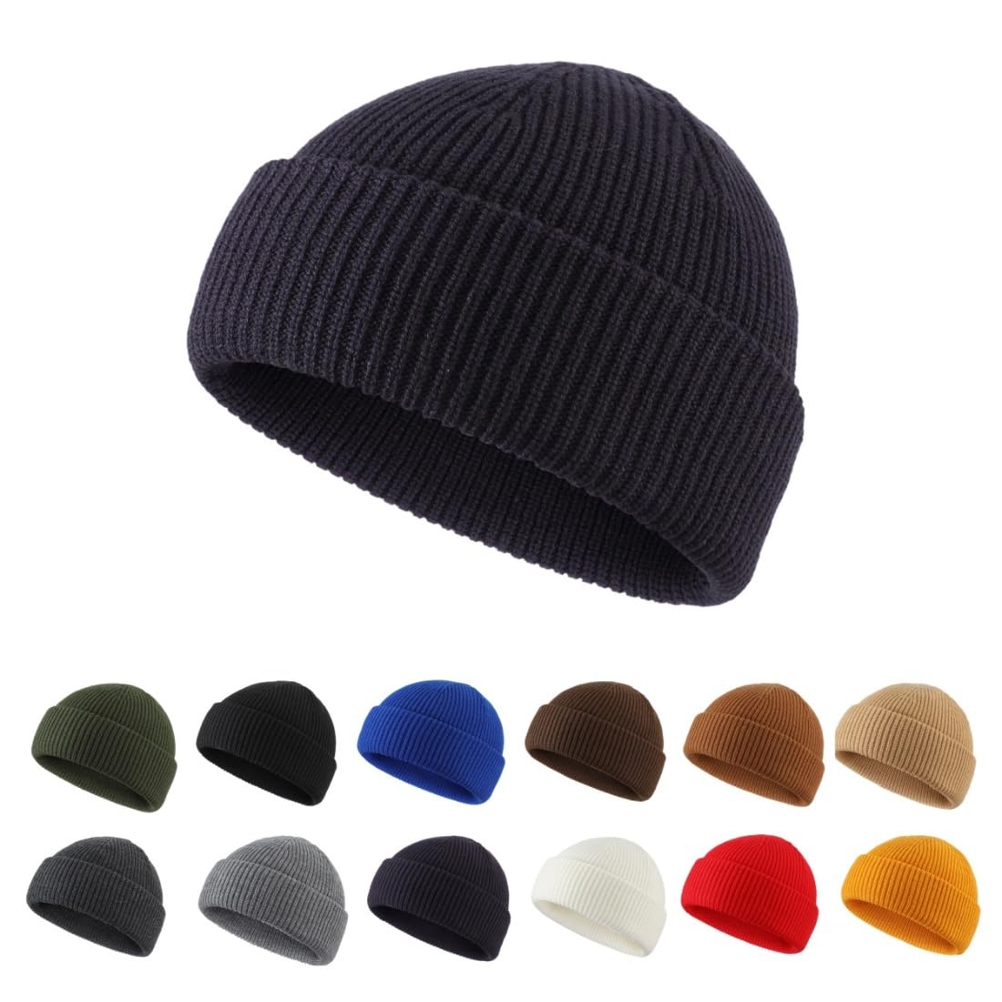 【送料無料】[Connectyle] メンズ ニット帽子 浅め ボーダー ニットキャップ レディース 無地 ワッチキ..