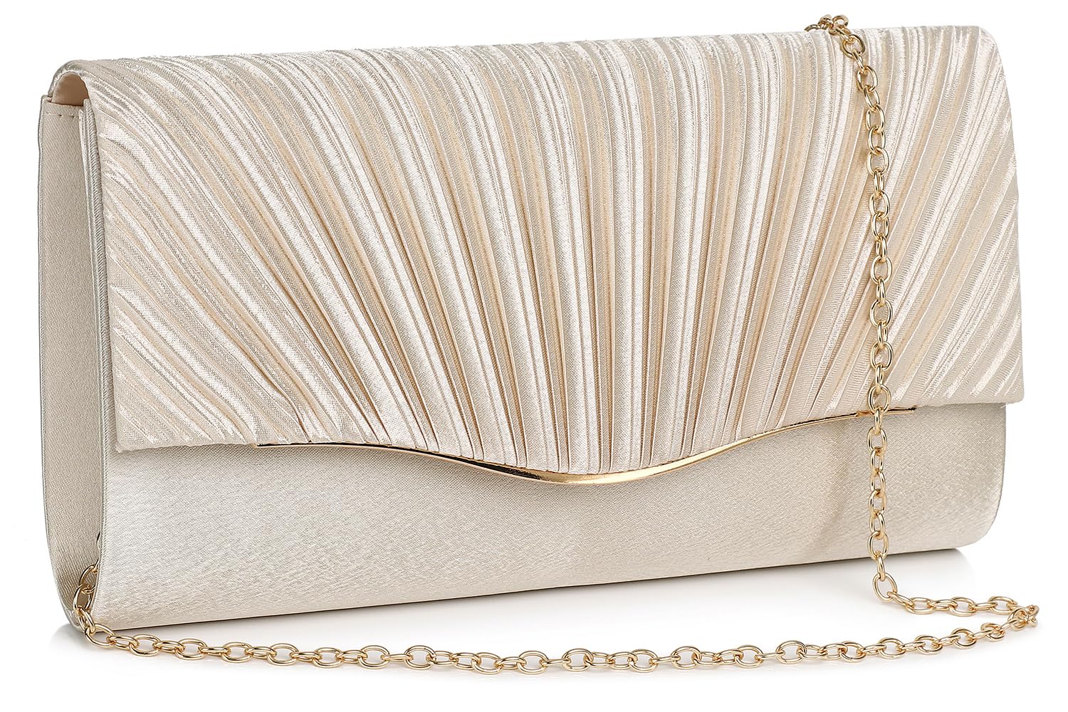 【送料無料】[Baisikou] 3way結婚式バックパーティーバッグ クラッチバッグドレス 結婚式 お呼ばれ 成人式 謝恩会 同窓会 二次会 パーティーバック 披露宴 フォーマル ドレス かわいい 色：シャンパンゴールド、サイズ：幅：26cm、高さ：5cm、奥行き：14cm