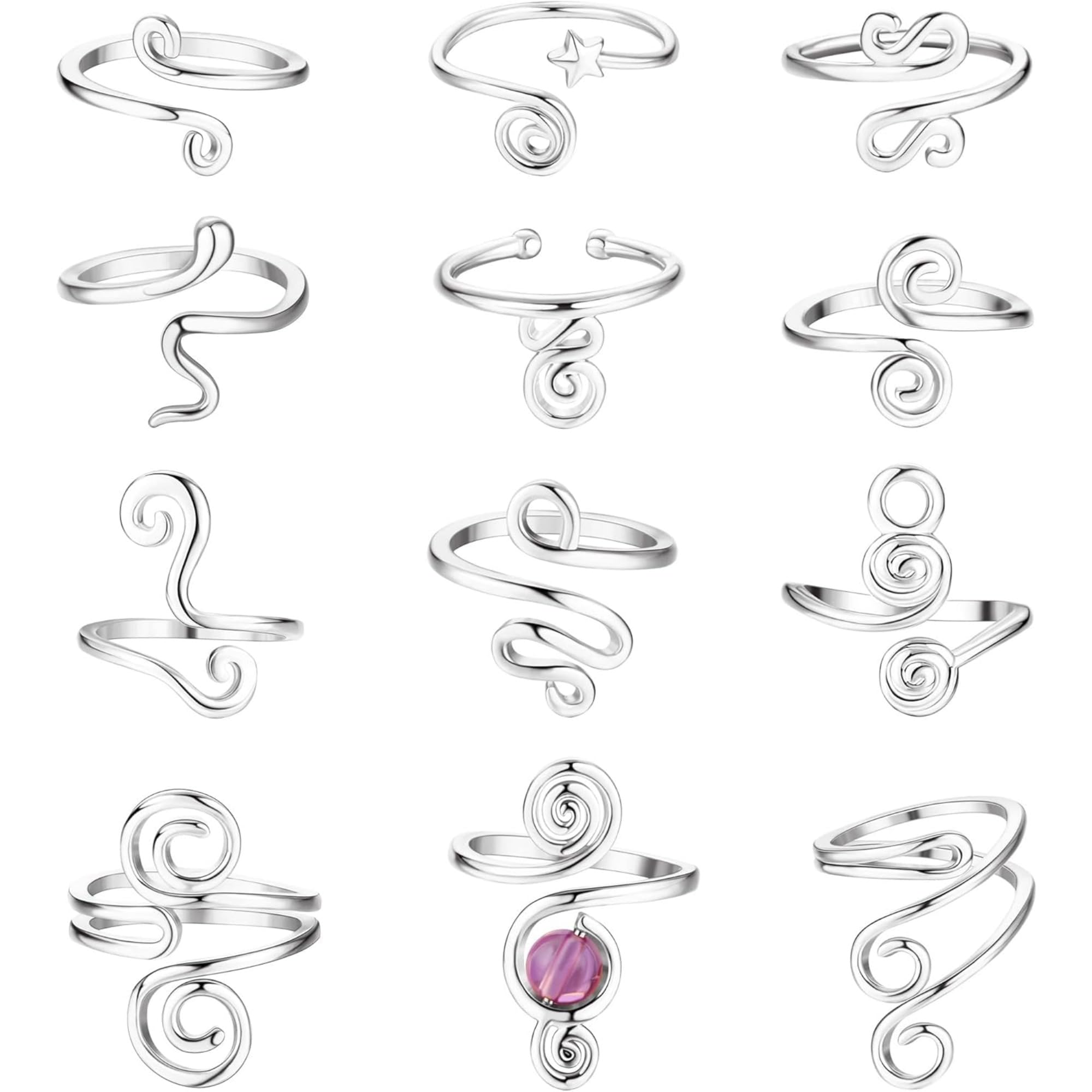 【送料無料】Jstyle トゥリング レディース 人気 12点 調節可能 女性 つま先 リング ゴールド プラチナ..