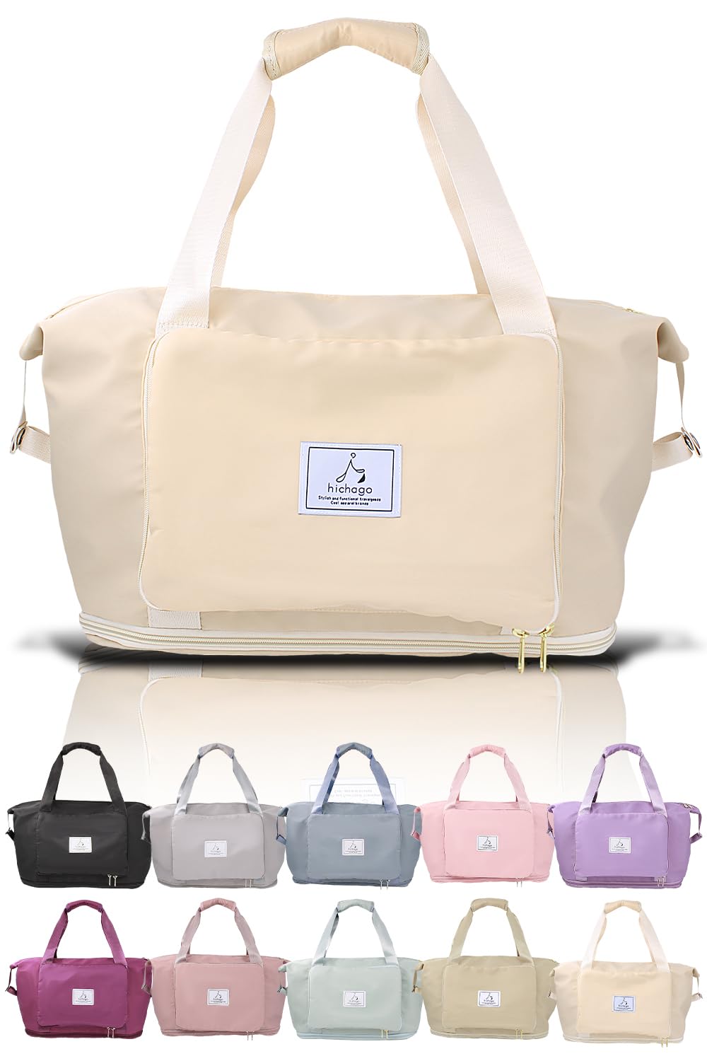 【送料無料】hichago ボストンバッグ 【折りたためる】 大容量 拡張 軽量 旅行 修学旅行 メンズ レディ..