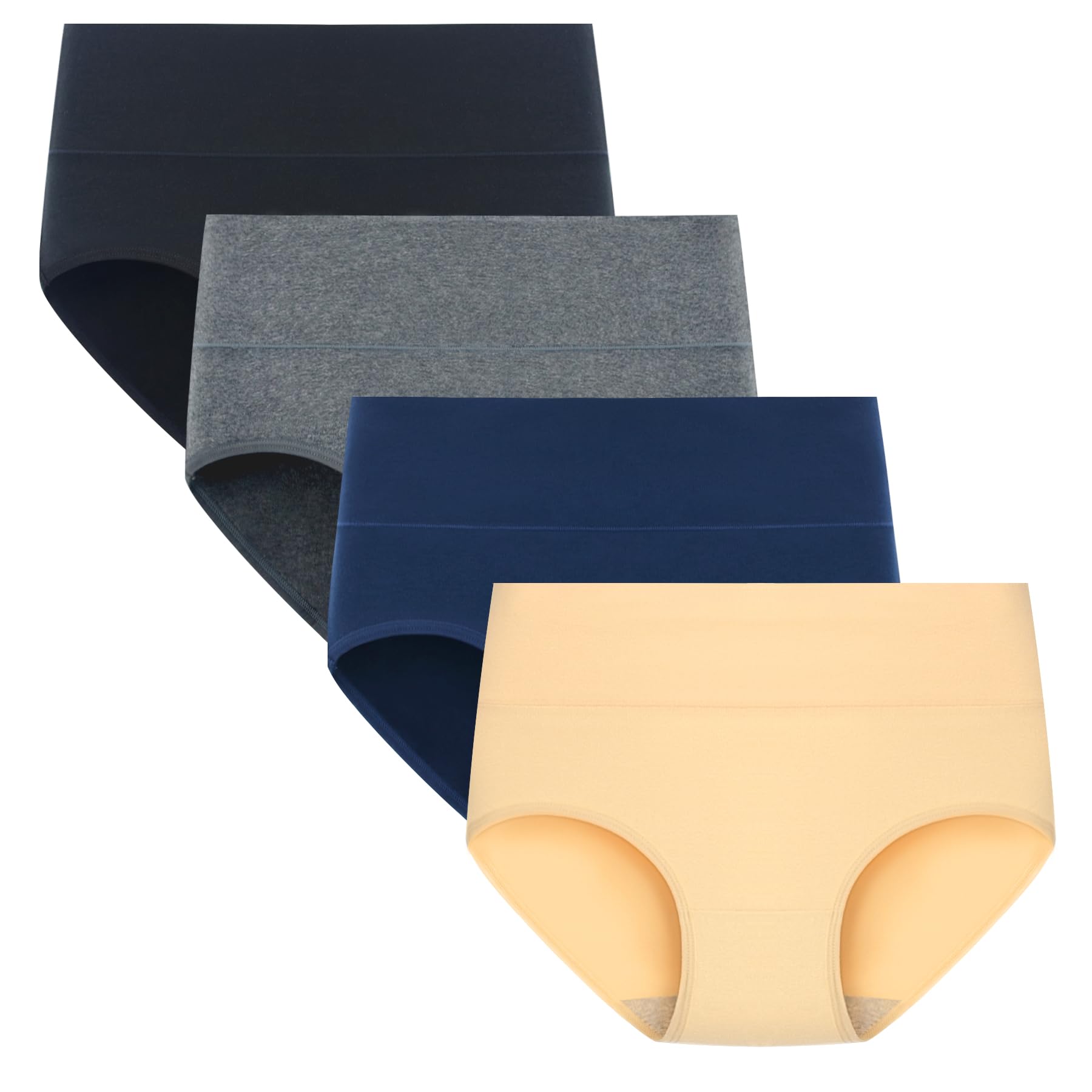 【送料無料】[POPKOK] ［ポップコー]ショーツ レディース 深め 下着 セット 女性用 綿 ハイウエスト インナー パンツ 大きいサイズ 肌着 M-4L 色：ブラック/ダークグレー/ベージュ/ダークブルー、サイズ：5L Regular