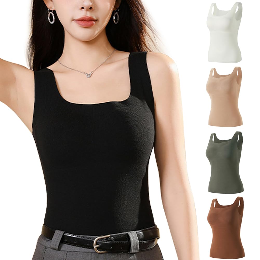 【送料無料】[TDIOSN] タンクトップ ブラトップ 起毛生地 インナー パッド付き レディース 色：ブラッ..