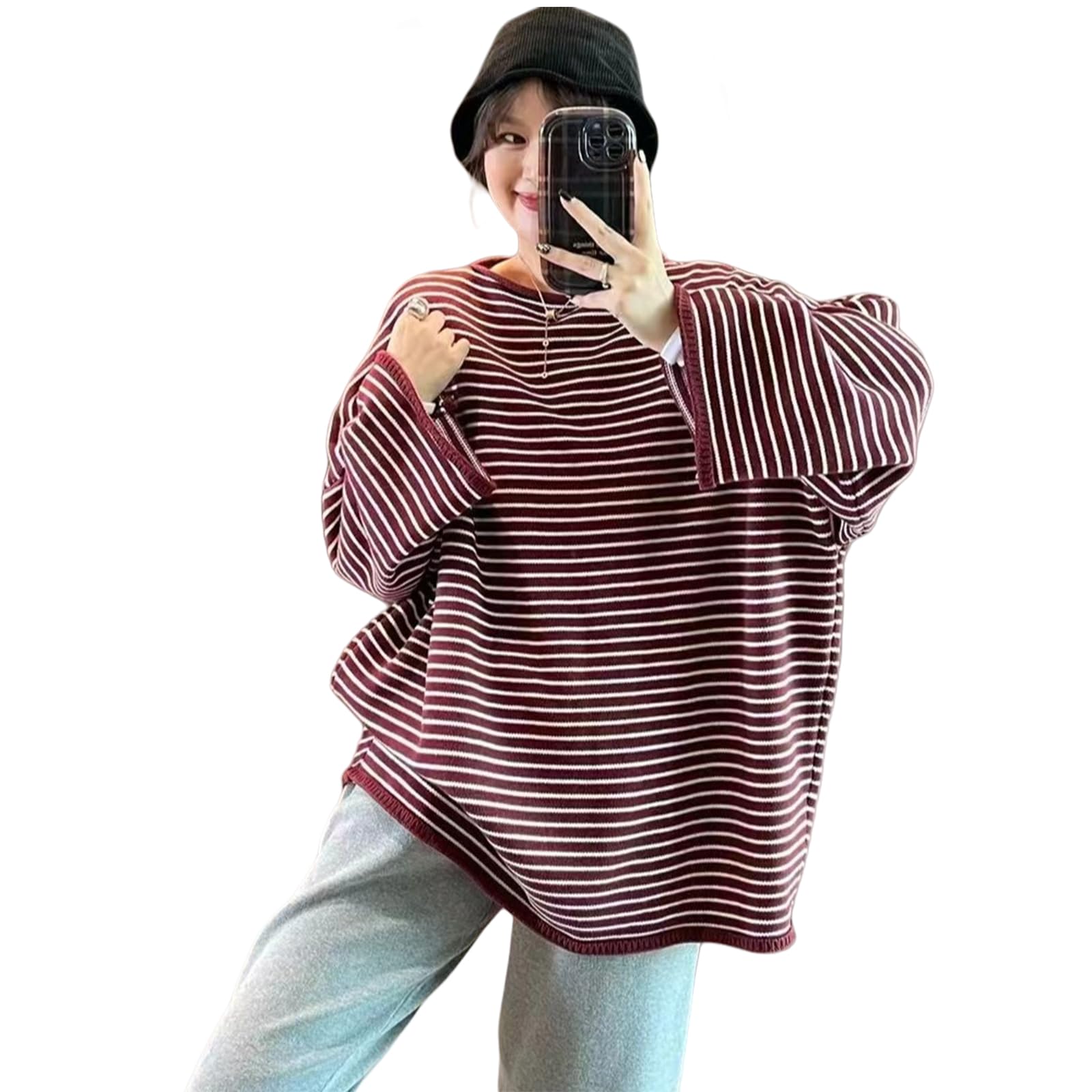 【送料無料】[xppe] ボーダーセーター ニット トップス レディース ボートネック バイカラー ゆったり ..