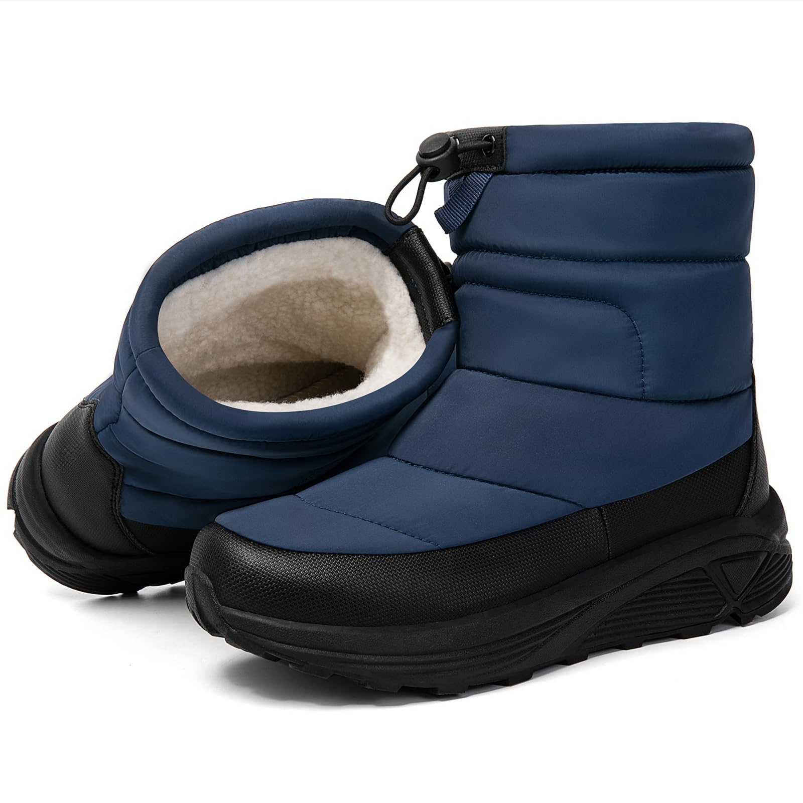 【送料無料】[MERPHINE] 冬用シューズ 防寒ブーツ スノーブーツ スノーシューズ メンズ レディース ウィンターブーツ 冬靴 ダウンブーツ 雪靴 防寒 裏起毛 ボア 撥水 軽量 色：B ブルー（羊ムートン付）、サイズ：25.0 cm 3E