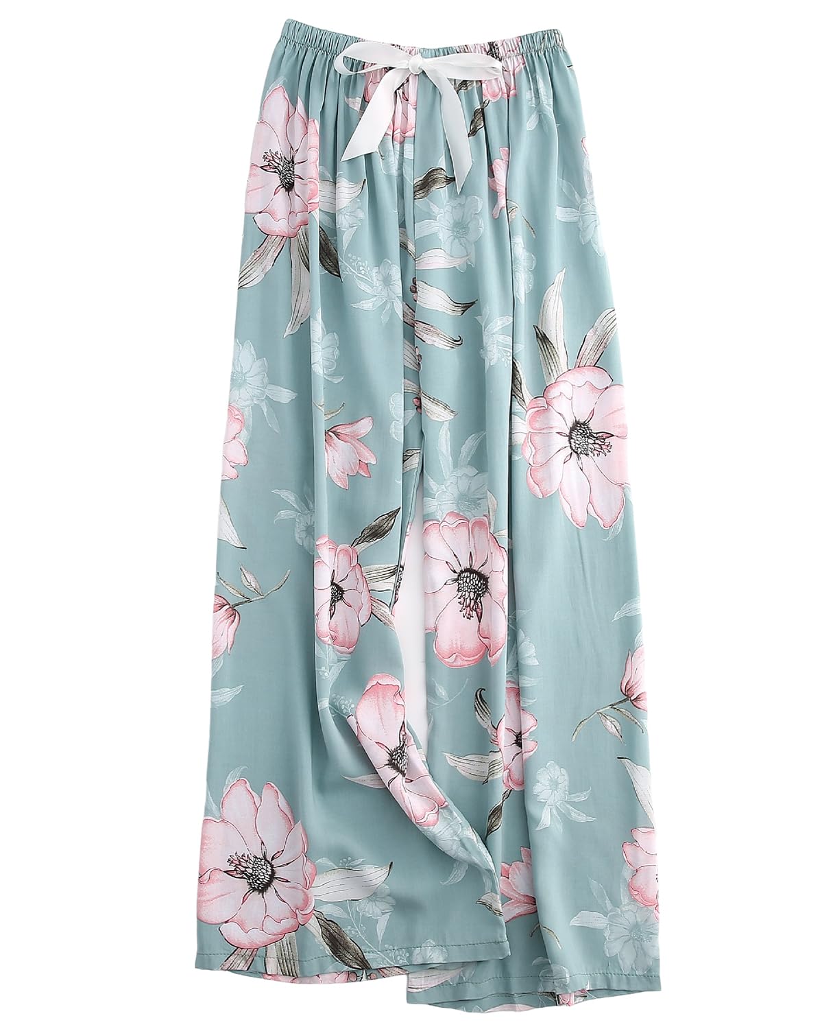 【送料無料】[Kayuuhin] ルームパンツ 広い脚 レーヨン パジャマ ズボンだけ レディース 薄い 涼しい快適な 部屋着 体型カバー リラックス 色：モクレン27#、サイズ：Free Size