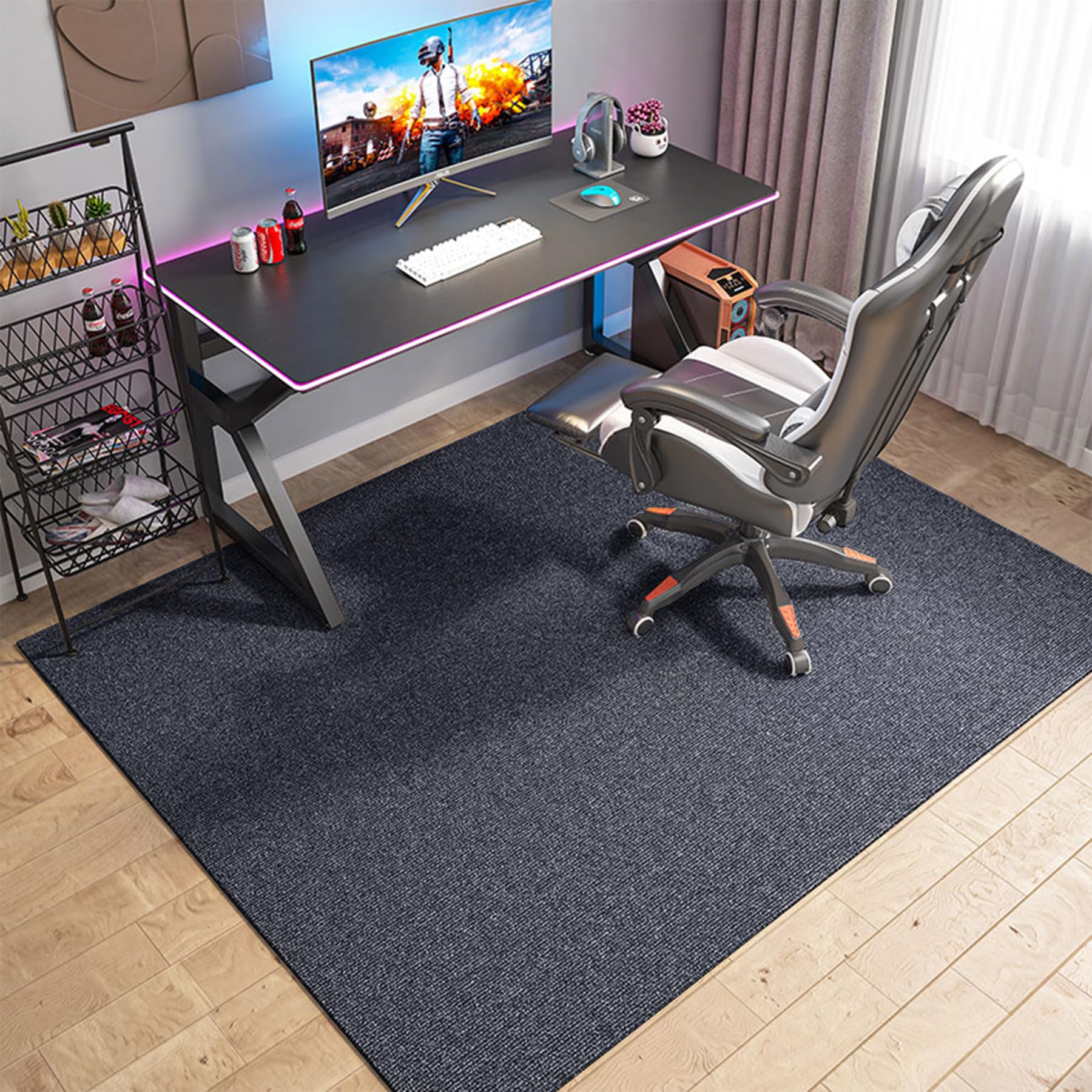 【送料無料】ATOKA チェアマット フロアマット 床保護マット ゲーミングチェアマット カーペット 厚み4mm フローリングマット 床傷防止 凹み防止 滑り止め 騒音対策 床暖房対応 色：ダークグレー、サイズ：160×130cm