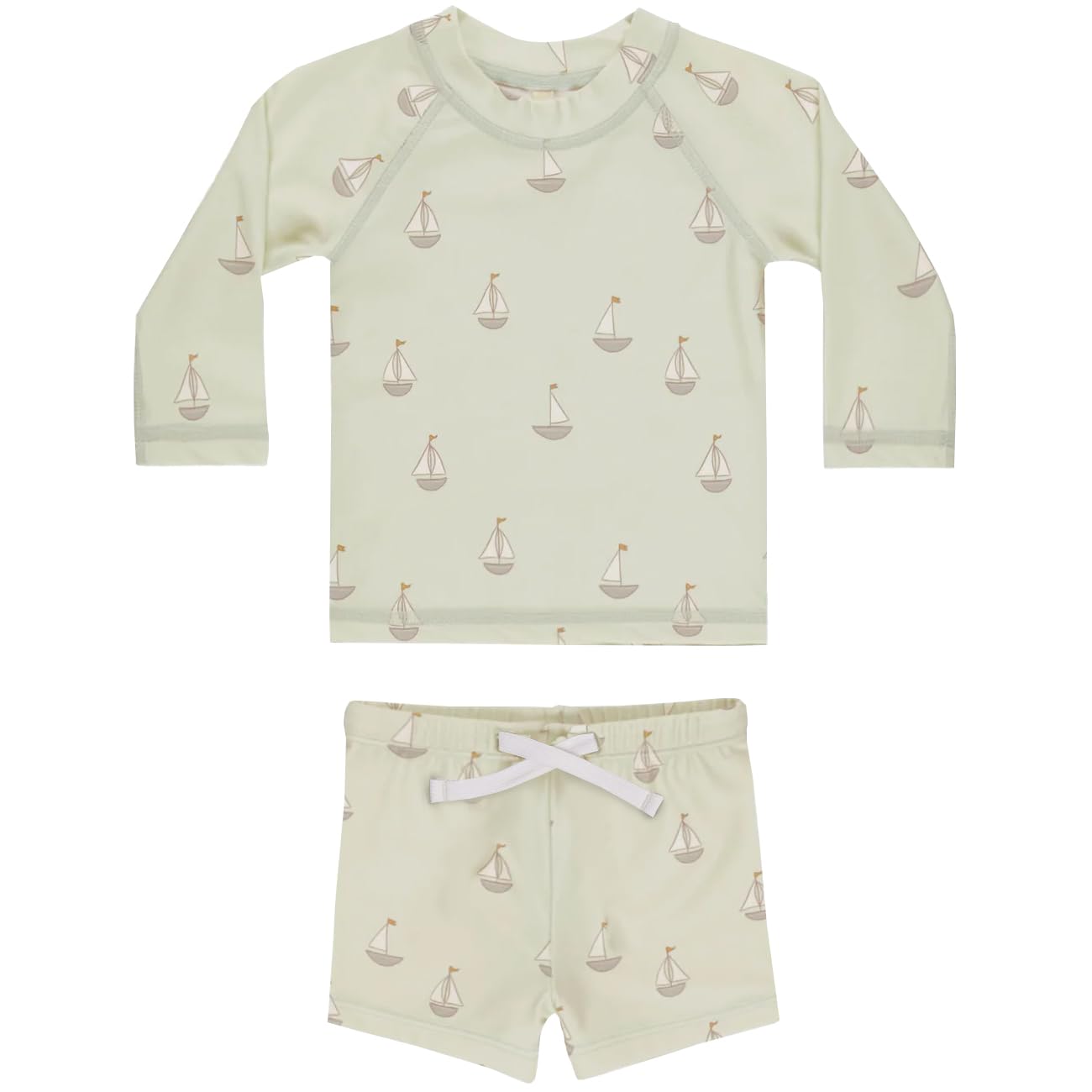 【送料無料】[GoUseGo] キッズ 水着 男の子 3点セット 子供用水着 長袖ラッシュガード サーフパンツ キャップ 80〜130cm 小学生 セパレート スイムウェア 上下セット ベビー水着 赤ちゃん 幼児 保育園 幼稚園用 日焼け止め 色：船、サイズ：90