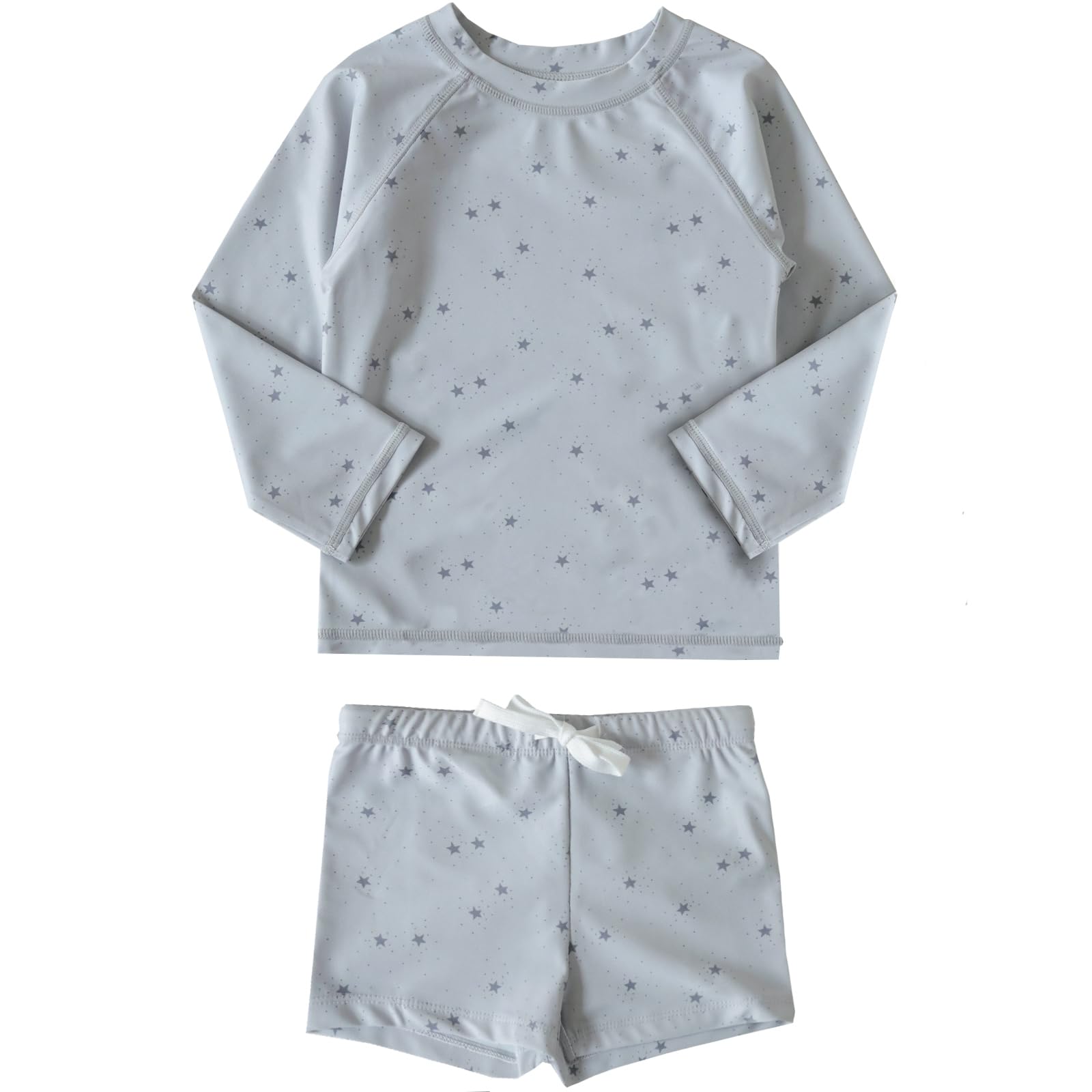 【送料無料】[GoUseGo] キッズ 水着 男の子 3点セット 子供用水着 長袖ラッシュガード サーフパンツ キャップ 80〜130cm 小学生 セパレート スイムウェア 上下セット ベビー水着 赤ちゃん 幼児 保育園 幼稚園用 日焼け止め 色：星、サイズ：80