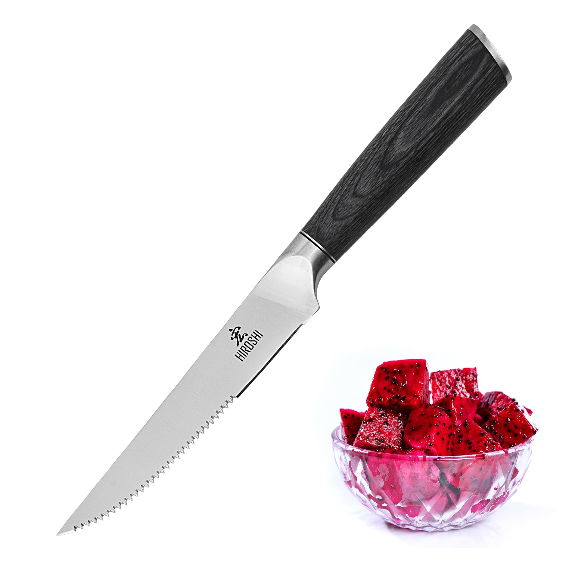 【送料無料】HIROSHIステンレスペティナイフ ステーキナイフ トマト包丁 テーブルナイフ 半波刃 パン切り 果物カット 小型ナイフ 軽量 120mm 高耐久...