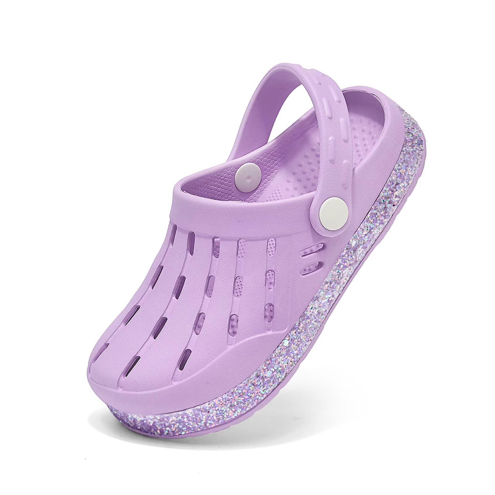 【送料無料】[kamafy] クロッグサンダル キッズ 、かわいい 子供用、2way EVA 女の子 男の子 サンダル ガールズ ボーイズ ユニセックス 軽量 バックバンド 海 川 アウトドア 室内履き 色：パープル、サイズ：22.0 cm