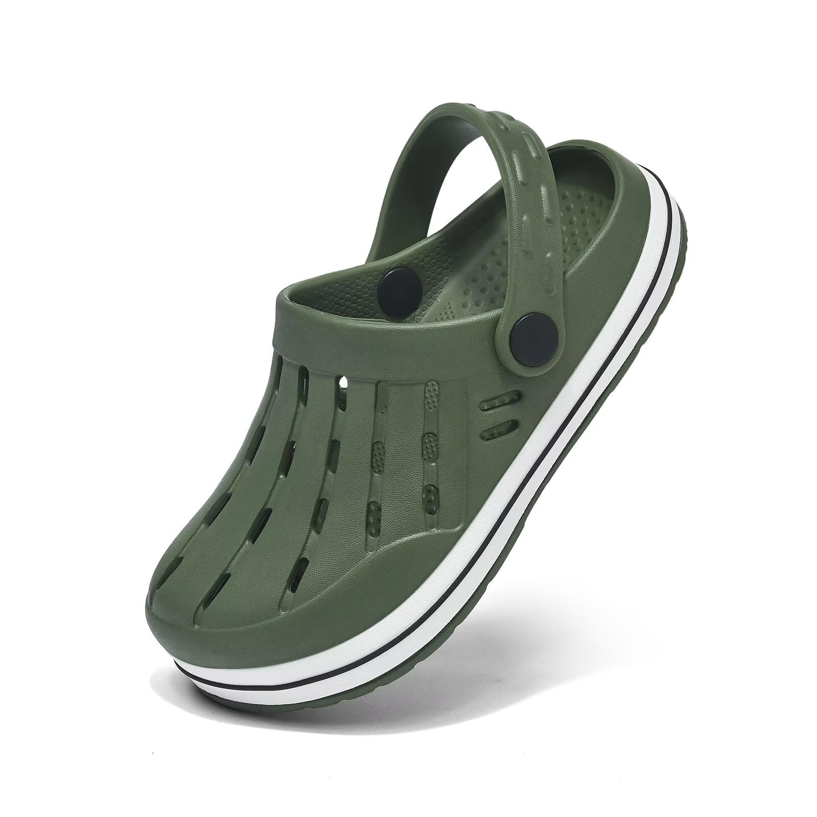 【送料無料】[kamafy] クロッグサンダル キッズ 、かわいい 子供用、2way EVA 女の子 男の子 サンダル ガールズ ボーイズ ユニセックス 軽量 バックバンド 海 川 アウトドア 室内履き 色：グリーン、サイズ：23.5 cm