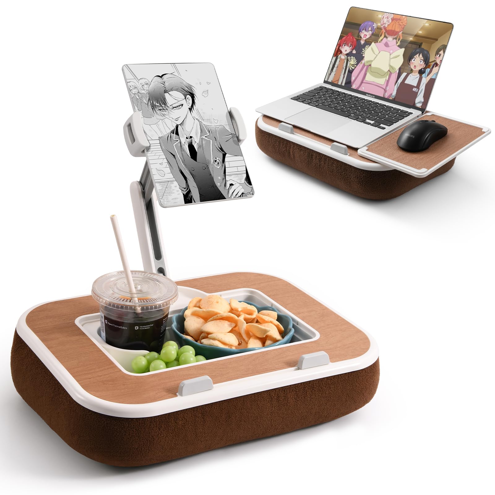 【送料無料】nediea 膝上テーブル PC クッションテーブル 【 滑り止め パッド・磁気吸引マウスパッド付..