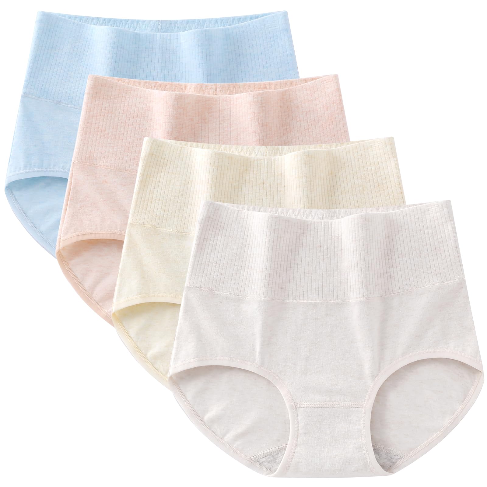 【送料無料】[TDIOSN] 下着 ショーツ レディース パンツ 綿 深履き お腹すっぽり 締め付けない 柔らか 吸汗 通気 美尻効果 婦人パンツ 色：4枚組(ペールカラー)、サイズ：3L