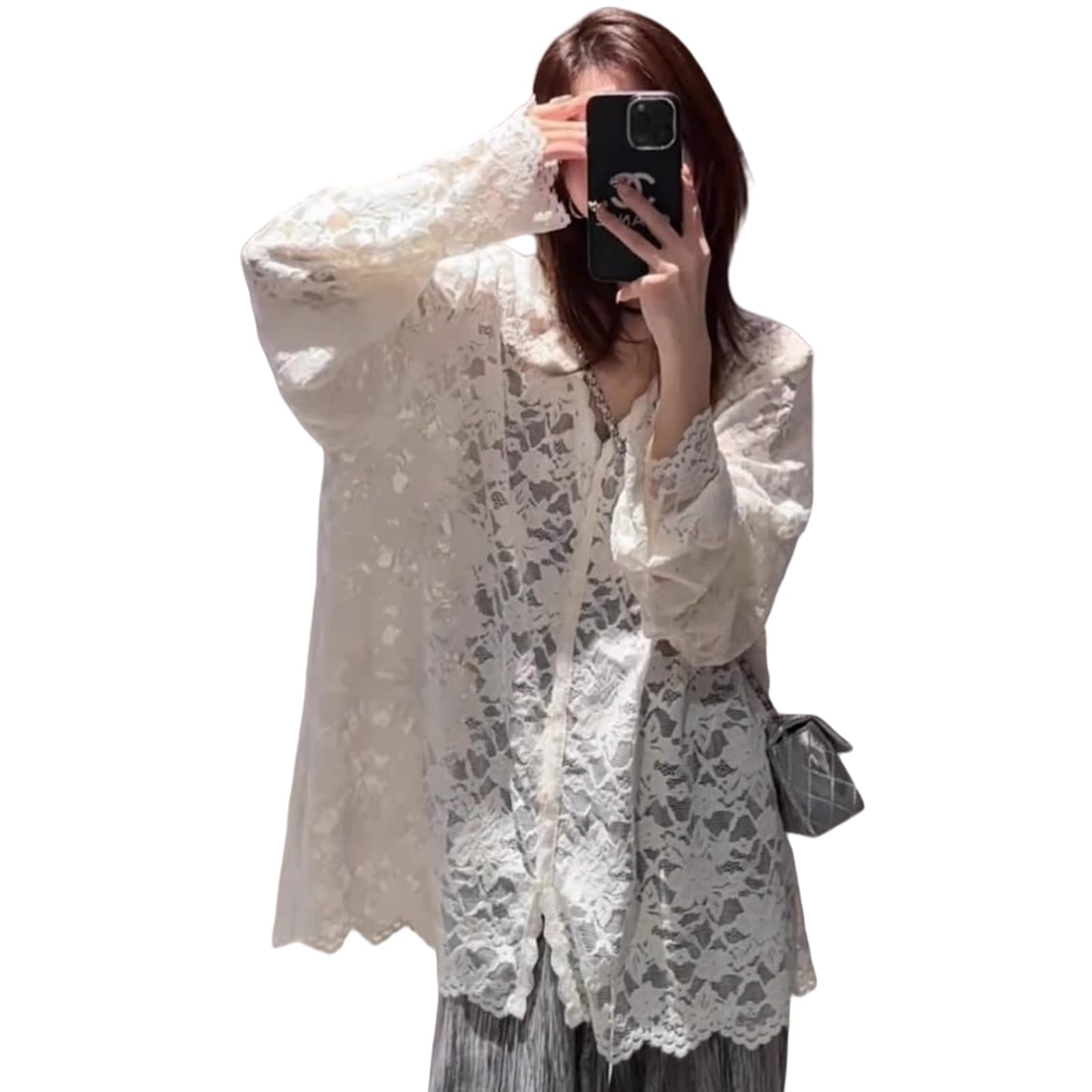 【送料無料】[xppe] レース カーディガン レディース 花柄 トップス 刺繍 ボタンなし ボレロ 透かし編..