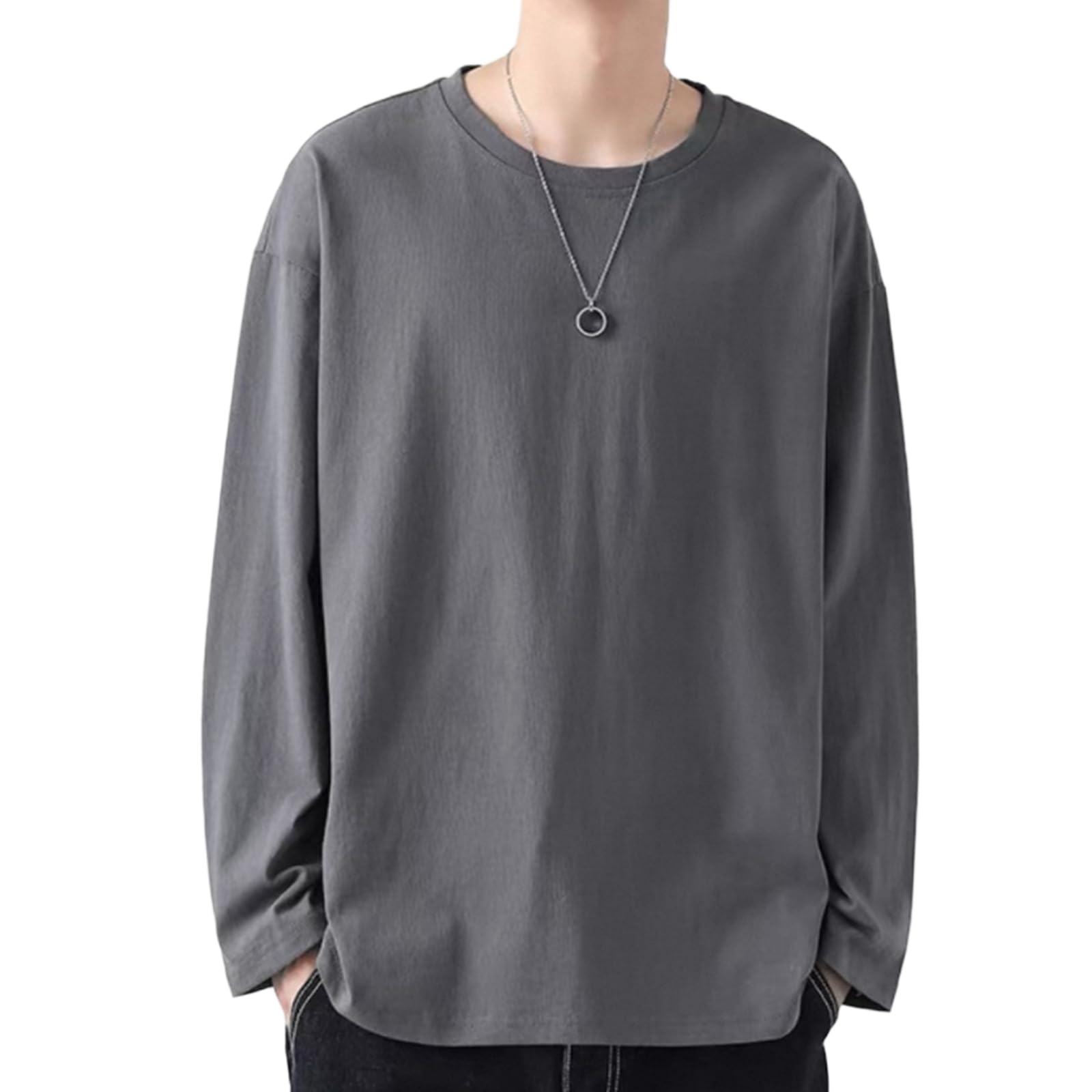 【送料無料】[Cailin Kailun] 長袖Tシャツ メンズ 綿100% 吸汗性 抗菌防臭 大きいサイズ 無地 丸首カッ..