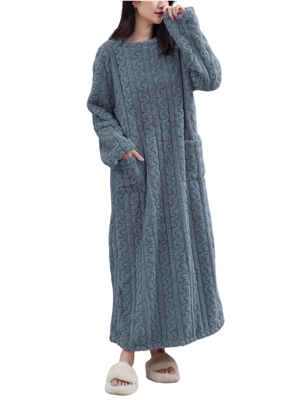 【送料無料】[newsight] ルームウェア 秋冬用 パジャマ ロンパース もこもこ 部屋着 寝間着 寒さ対策 ふわふわ 色：ネイビー、サイズ：Free Size