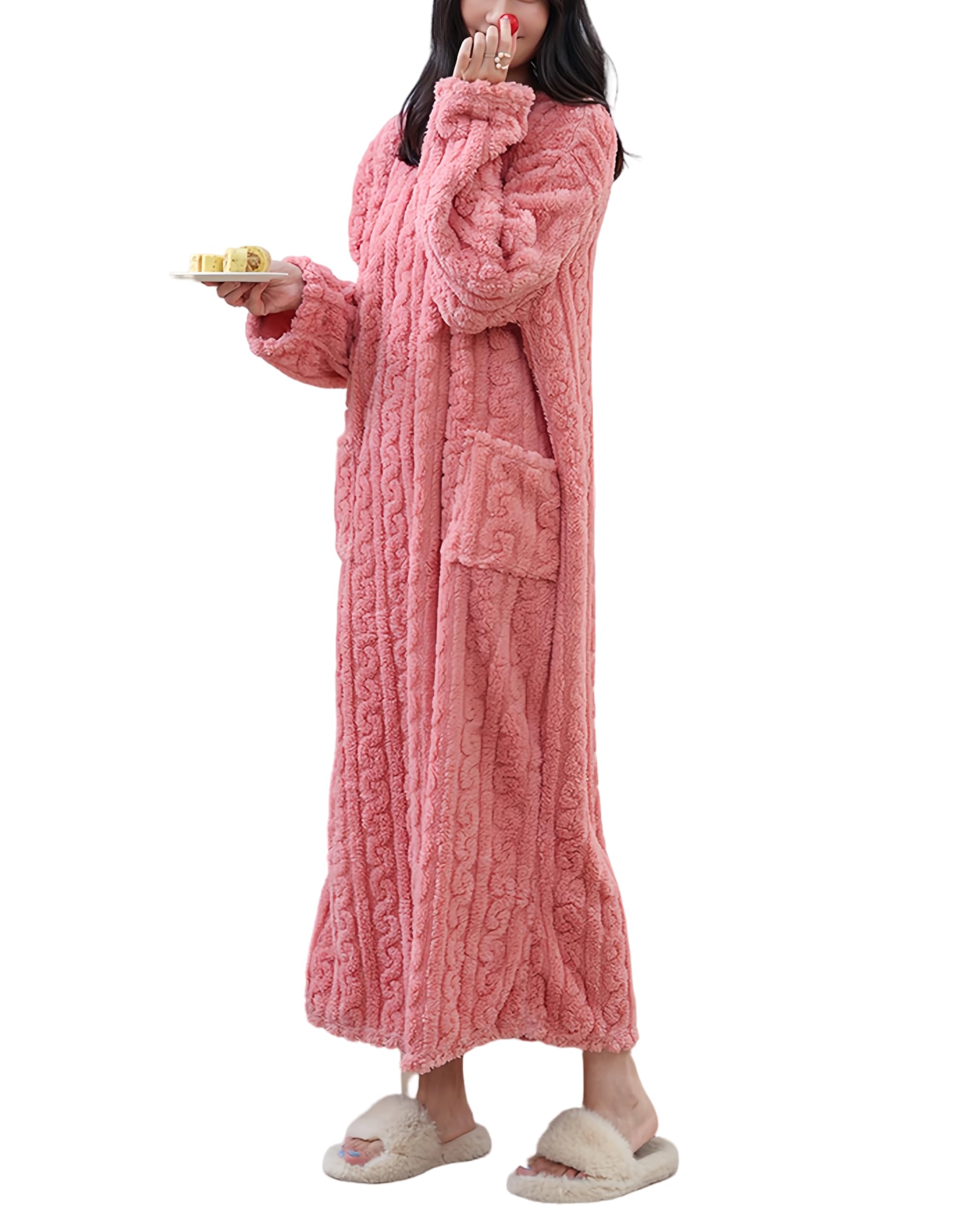 【送料無料】[newsight] ルームウェア 秋冬用 パジャマ ロンパース もこもこ 部屋着 寝間着 寒さ対策 ふわふわ 色：ピンク、サイズ：Free Size