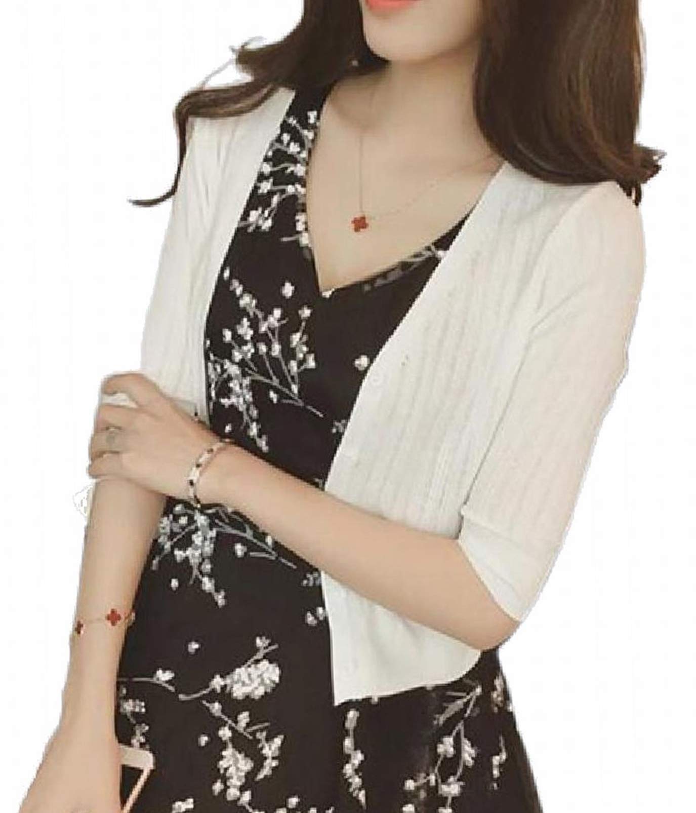 【送料無料】[toasoa] カーディガン レディース 七分袖 春 夏 薄手 vネック オフィス 色：ホワイト、サ..