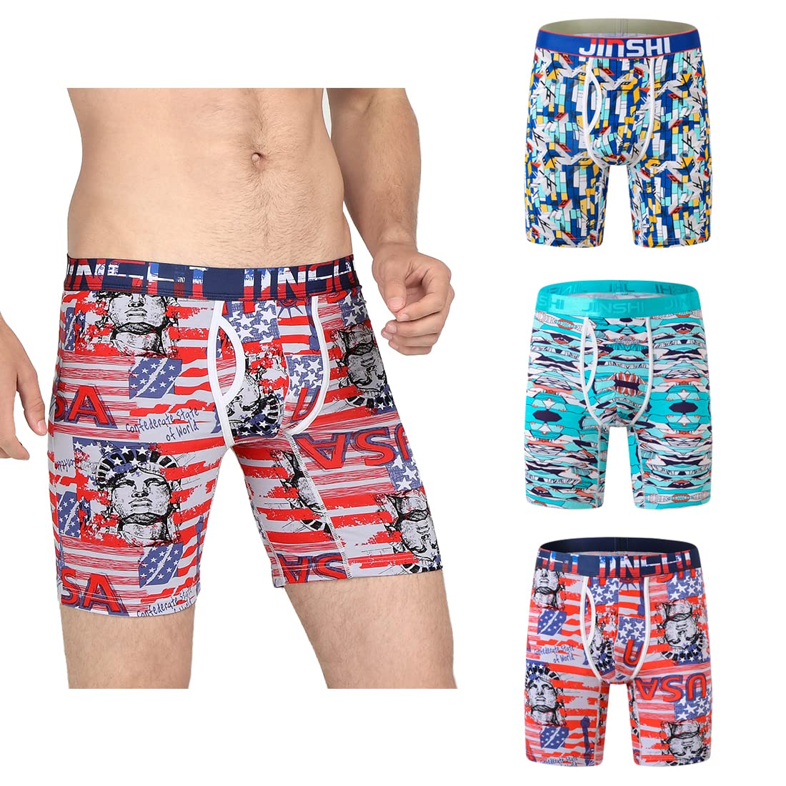 【送料無料】パンツ メンズ 下着 ボクサー ロング ボクサーパンツ メンズ 前開き ローライズ おおきい..