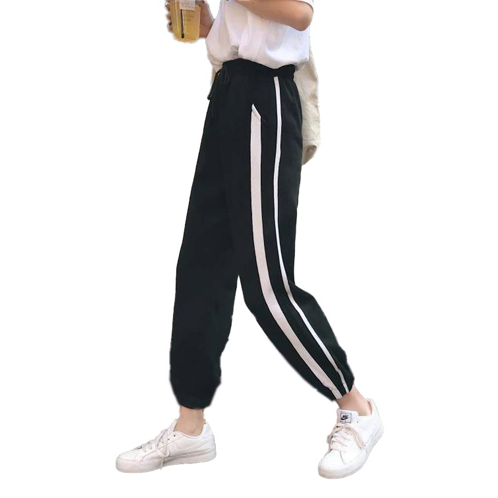 【送料無料】[Running sheep] レディース ジャージ 下 スウェット ロングパンツ ゆったり トレーニング ランニング ヨガパンツ 色：ブラック、サイズ：M