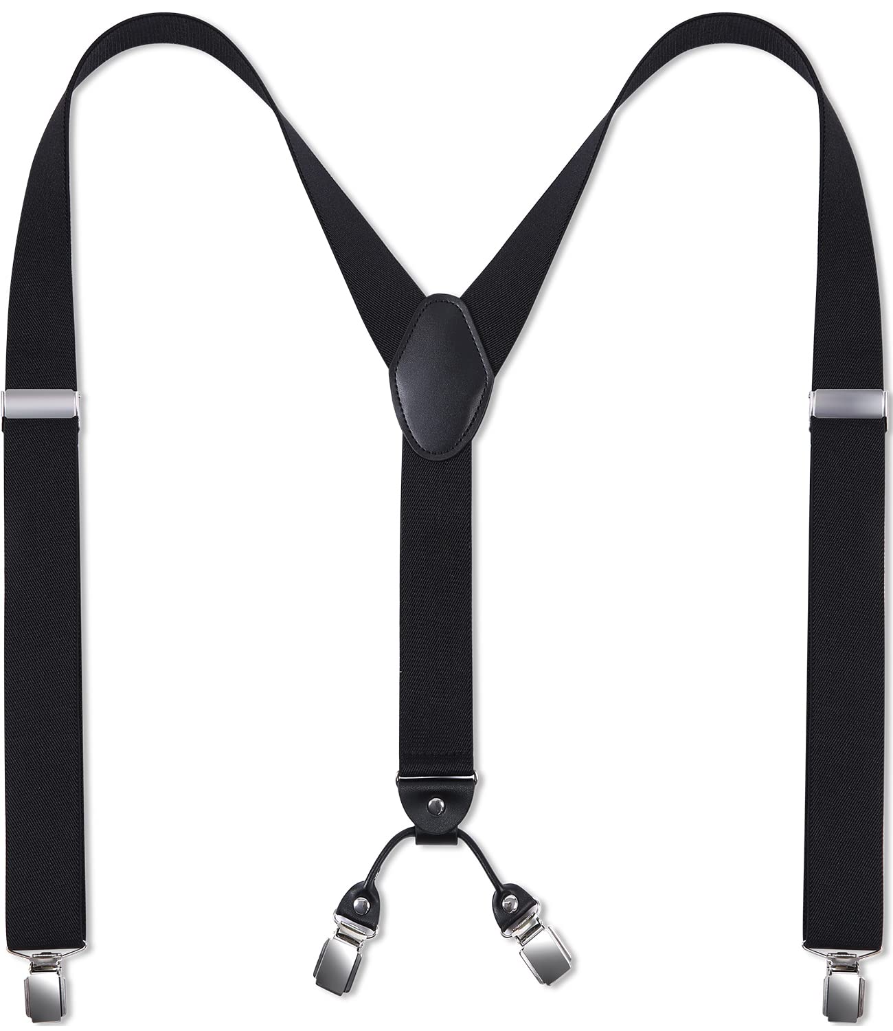 【送料無料】[supersakura] サスペンダー メンズ Y型 吊りバンド ビジネス ゴム地 おしゃれ 幅広 35mm 紳士 スーツ 男女兼用 調節可能 色：ブラック2、サイズ：Free Size