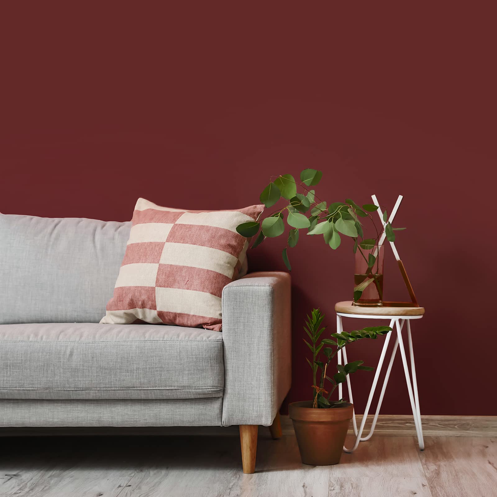 【送料無料】CHIHUT 壁紙シール リメイクシート のり付き カッティングシート 無地 厚手 ウォールステッカー ふすま紙 インテリア 耐熱 防水防汚防油 簡単 はがせる壁紙 補修 リフォーム 模様替え 貼り直し カット目盛り付き D 色：レッド、サイズ：幅45 cm x 長さ2.6 m