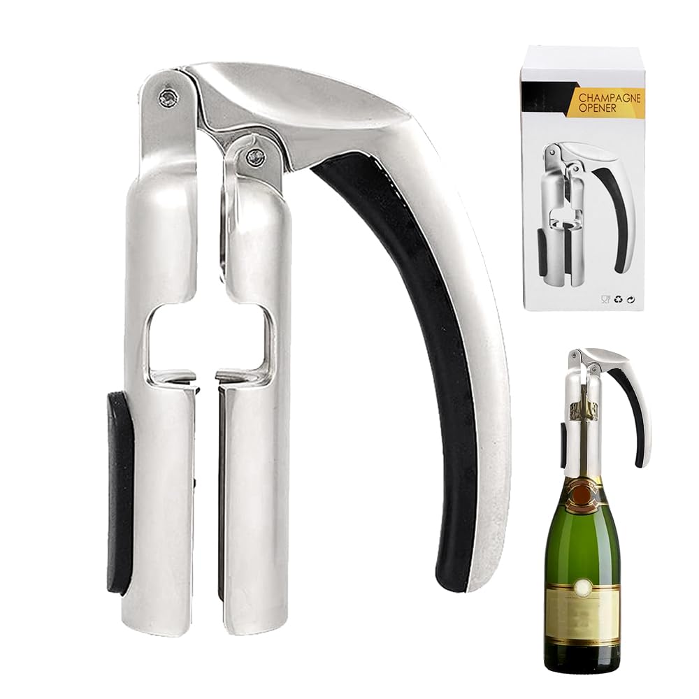 【送料無料】シャンパン 栓抜き多機能 コルク抜き スパークリングワイン コルクプラー ワインボトルオープナー スパークリングワイン ワインコルクプラー用 色：シルバー
