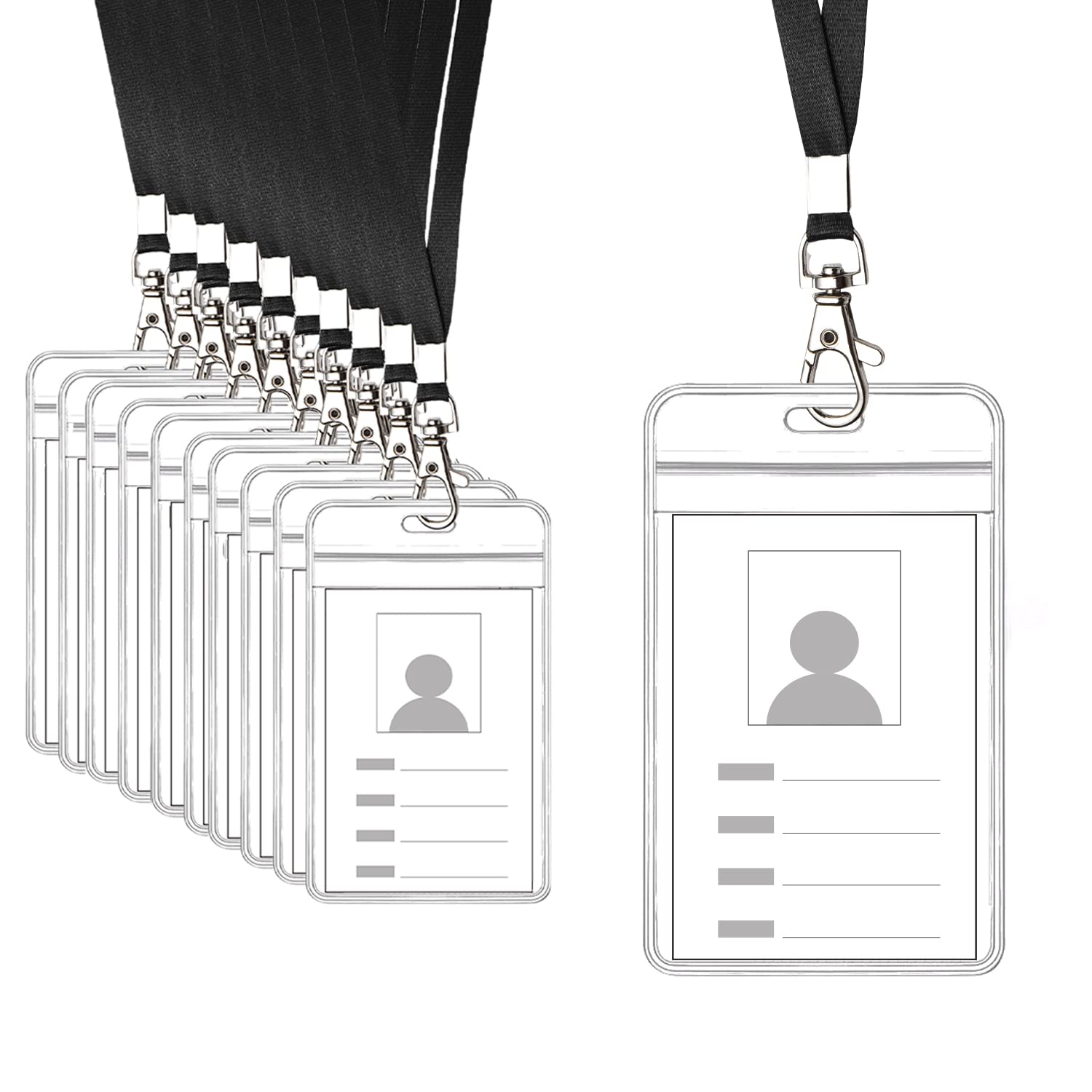 【送料無料】ASTAR 社員証ケース 横型 ネームホルダー 両面用 吊り下げ名札 透明色 PVC製防水機能 IDカ..