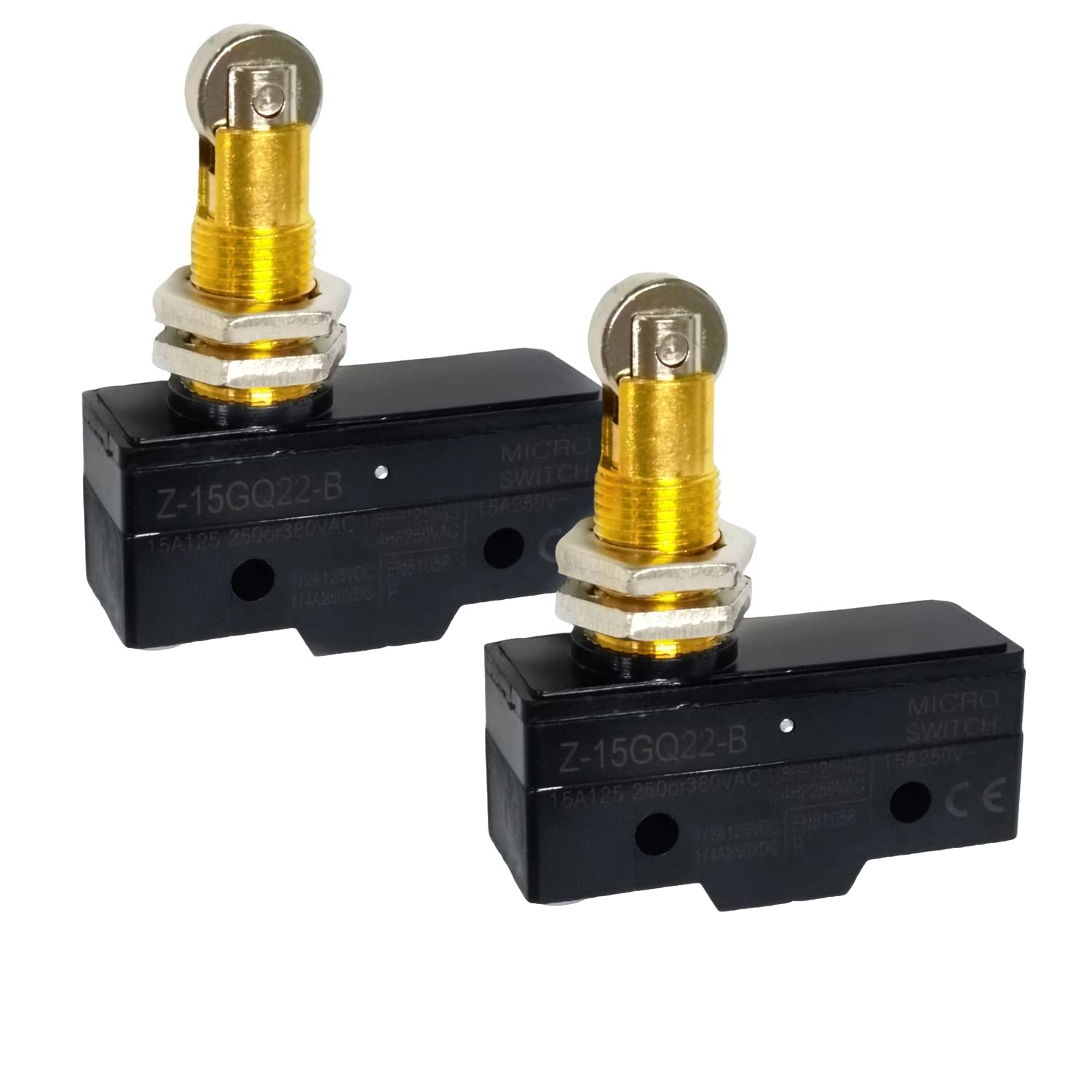 【送料無料】マイクロスイッチ 2個入1NO + 1NC ロングヒンジ ローラー レバー 3ネジ端子 15A定格電流 ..