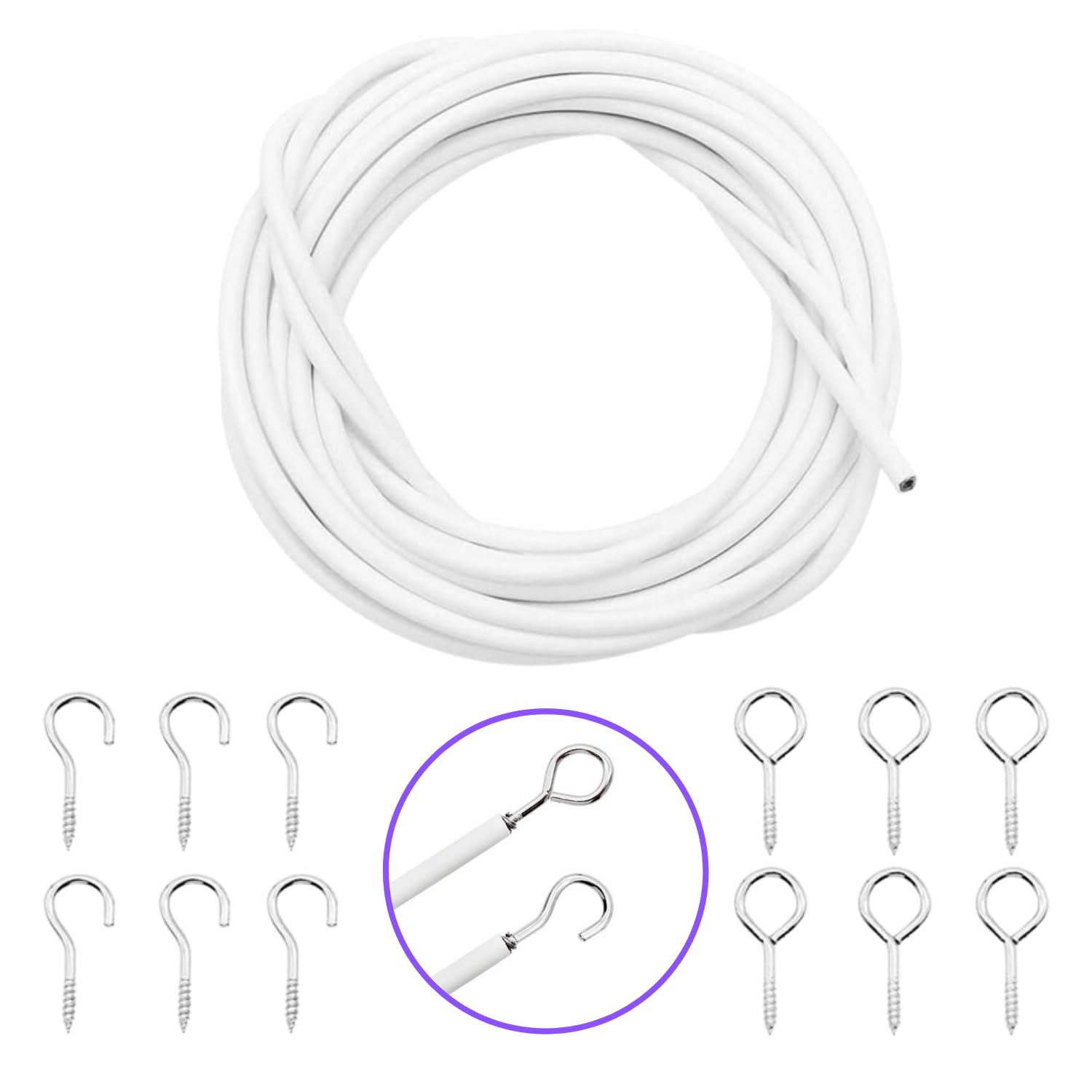 【送料無料】ozgram カーテン ワイヤー 【5m】 ロープ レール 吊り下げ カフェカーテン DIY フック金具..