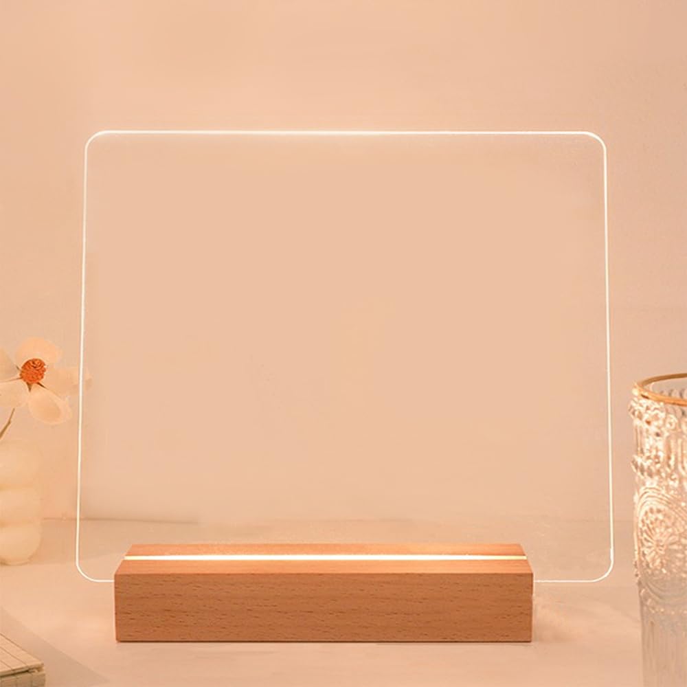 【送料無料】透明ホワイトボード 1台2役 夜灯 メッセージボード アクリル看板 ライティングボード メモ..