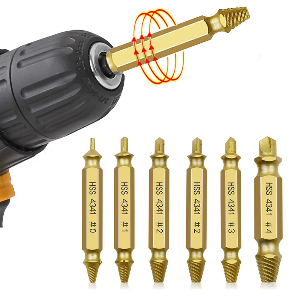 【送料無料】6本セットネジ外し なめたネジ外し ネジ取りビット エキストラクター ドリルビットセット..