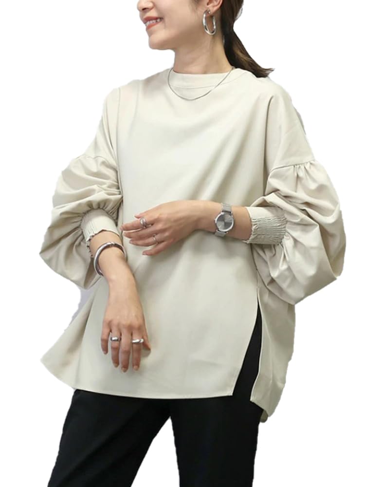 【送料無料】Wnodruke ブラウス レディース ドルマン袖 シャツ 長袖 クルーネック トレーナー パーカー..
