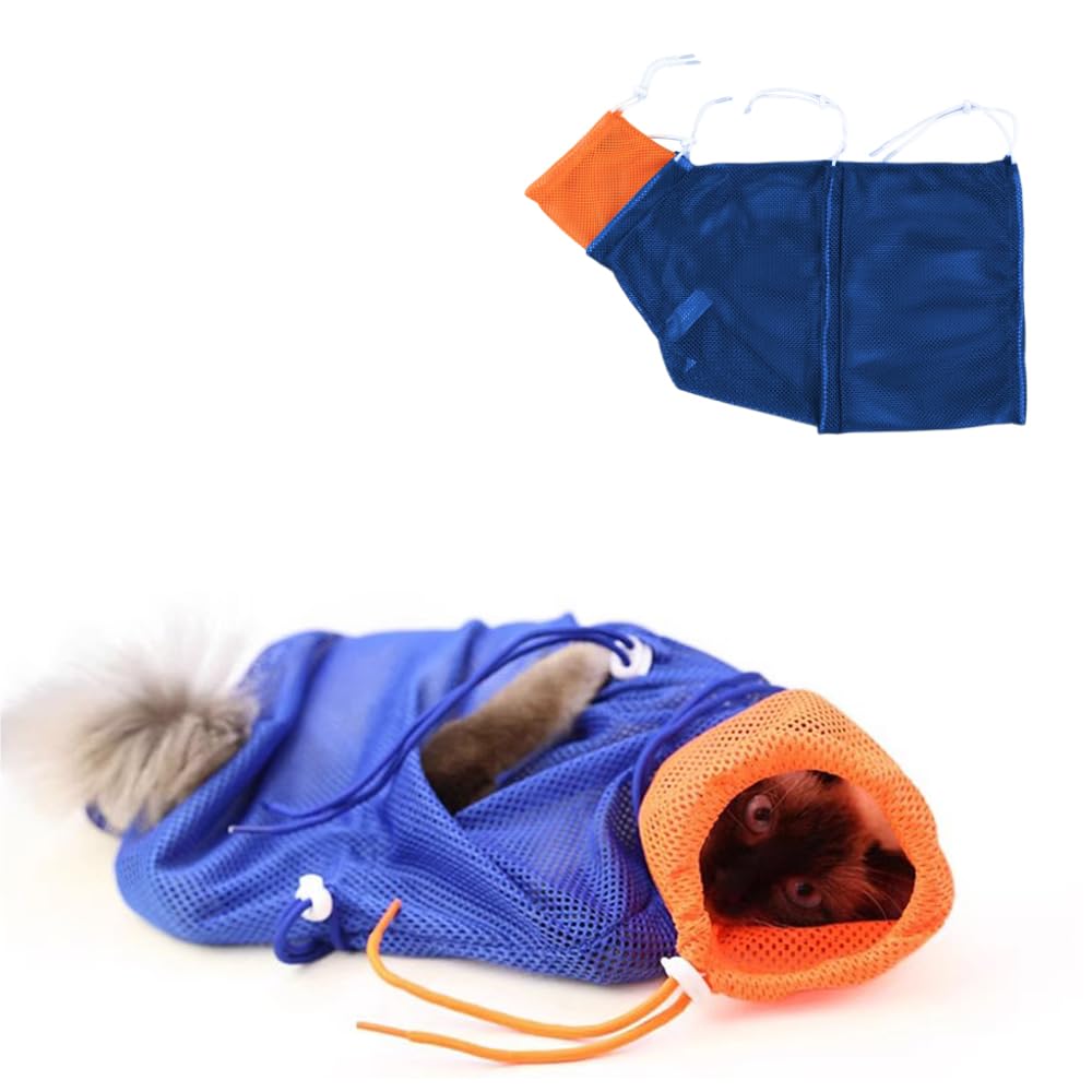 【送料無料】猫用 みのむし袋 猫爪切りネット お風呂バッグ シャワーバッグ 猫袋 洗える 爪切り補助具 ..