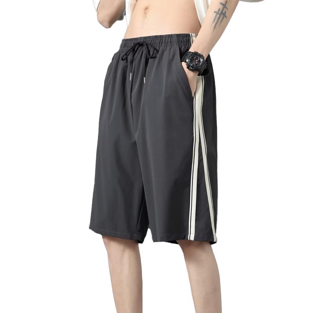 【送料無料】[Running sheep] ハーフパンツ メンズ 冷感 カジュアル 半ズボン ジャージ下 ショートパンツ スポーツ ハーフ フィットネスパンツ 夏服 [UVカット・通気速乾] 色：2517ダークグレー、サイズ：S