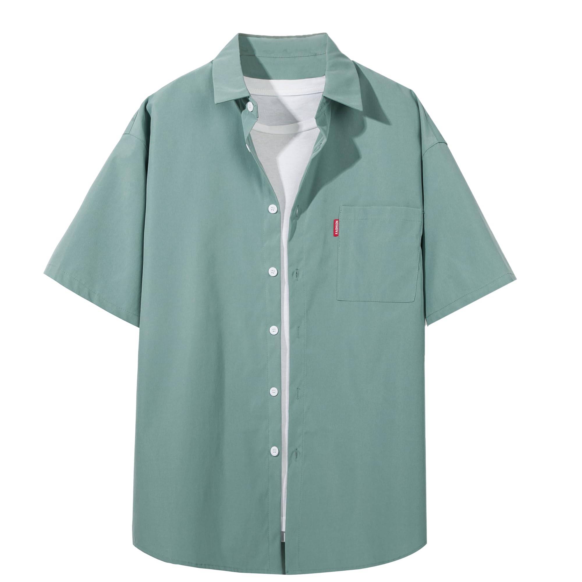 【送料無料】[Metakey] シャツ メンズ 半袖 長袖 カジュアル 夏 薄手 無地 ゆったり おしゃれ 大きいサ..