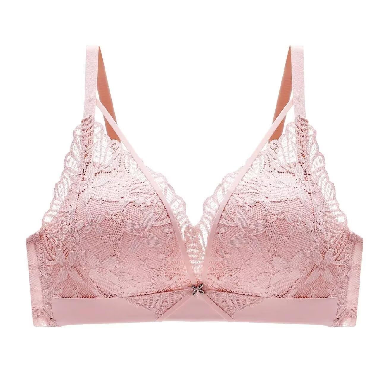 【送料無料】[Quntum A.E] 盛りブラ 極厚6cmパッド入り ノンワイヤー 3つのスタイル セクシーランジェリー 下厚カップ バッククロス ブラ 単品 ブラジャー バストアップ 谷間メイク 持ち上げ 寄せブラ 色：ピンク、サイズ：S